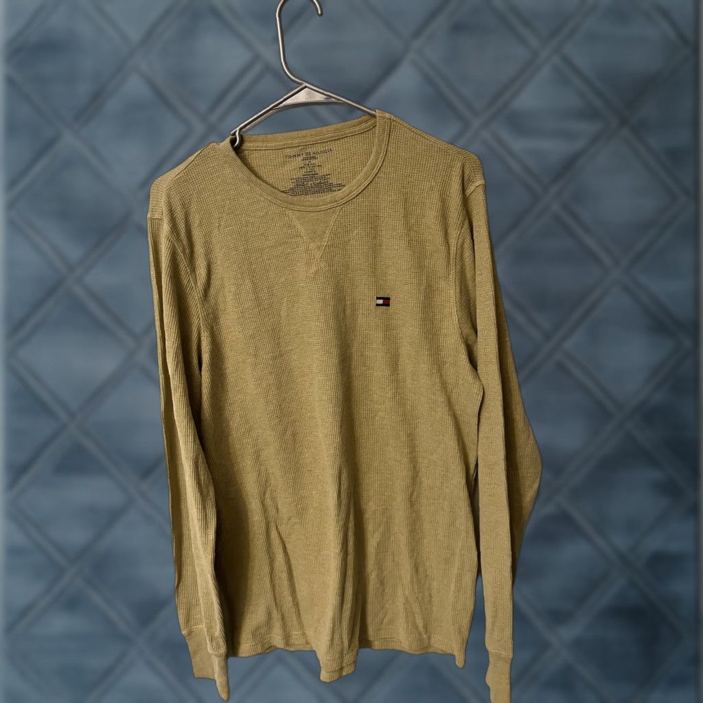 Tommy Hilfiger Tommy Hilfiger Men's Medium Brown Waffle Knit Long Sleeve Thermal Shirt Sleepwear Size US M / EU 48-50 / 2 - 1 Thumbnail