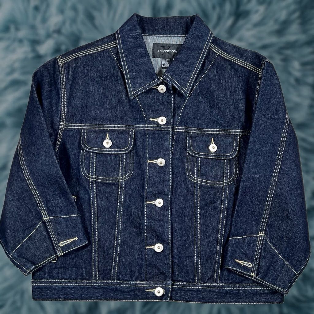 Vintage Xhilaration Jacket Denim Trucker Womens XL Blue Denim Jacket Size XL Womens Size 40" / US 18 - 1 Thumbnail