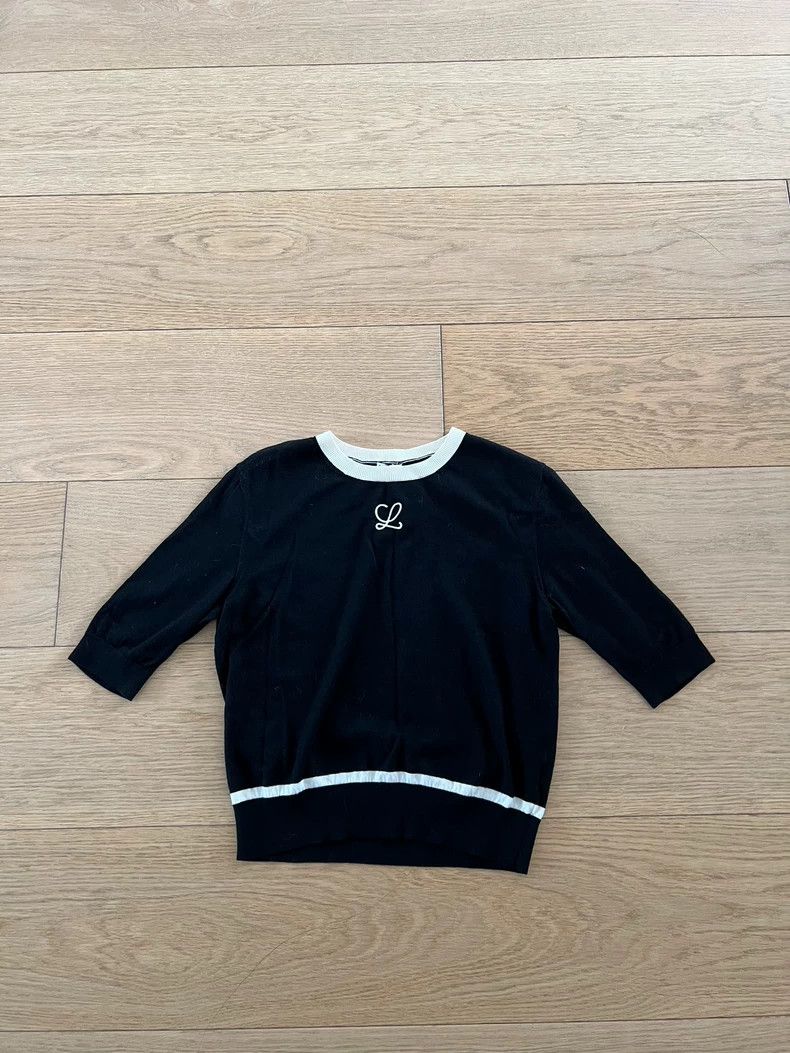 Loewe LOEWE Black logo knit short sleeved top Size S / US 4 / IT 40 - 2 Thumbnail