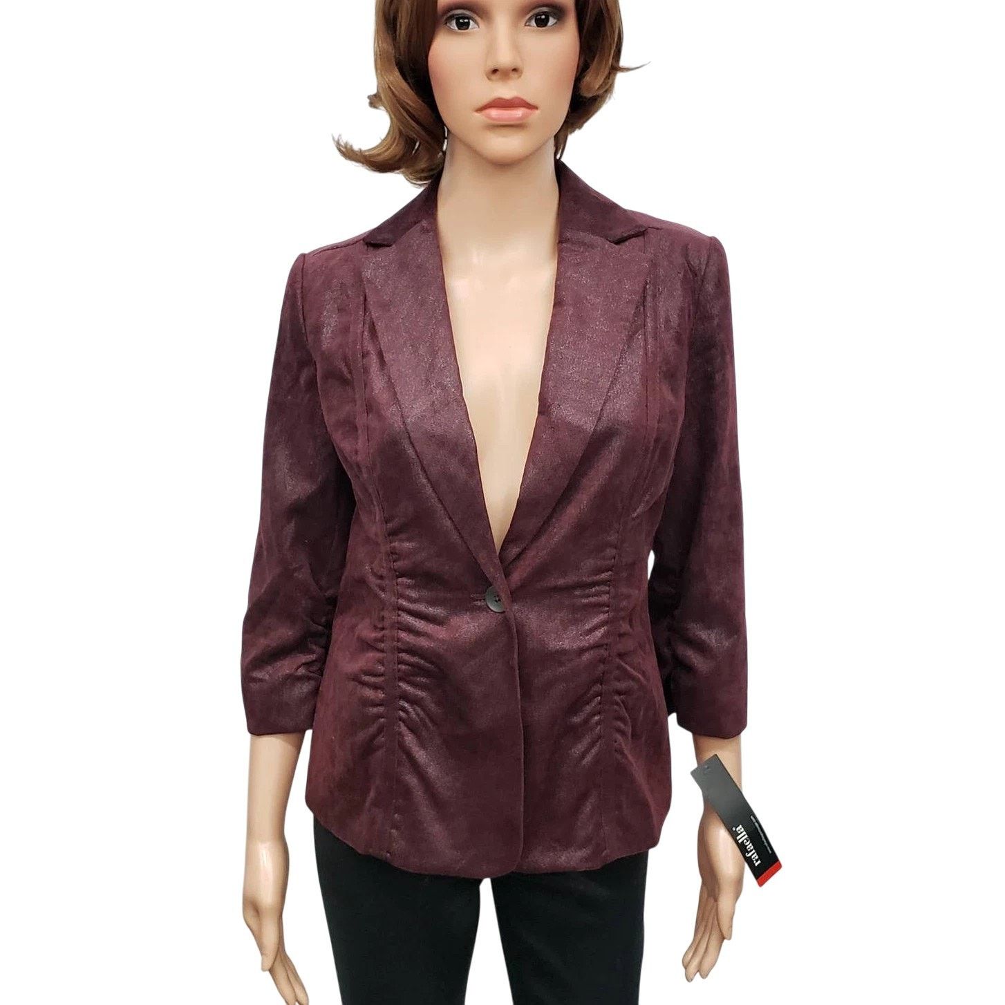 Other Rafaella Shimmer Blazer Jacket Ruched 6 Animal Print Lined Size S / US 4 / IT 40 - 2 Thumbnail