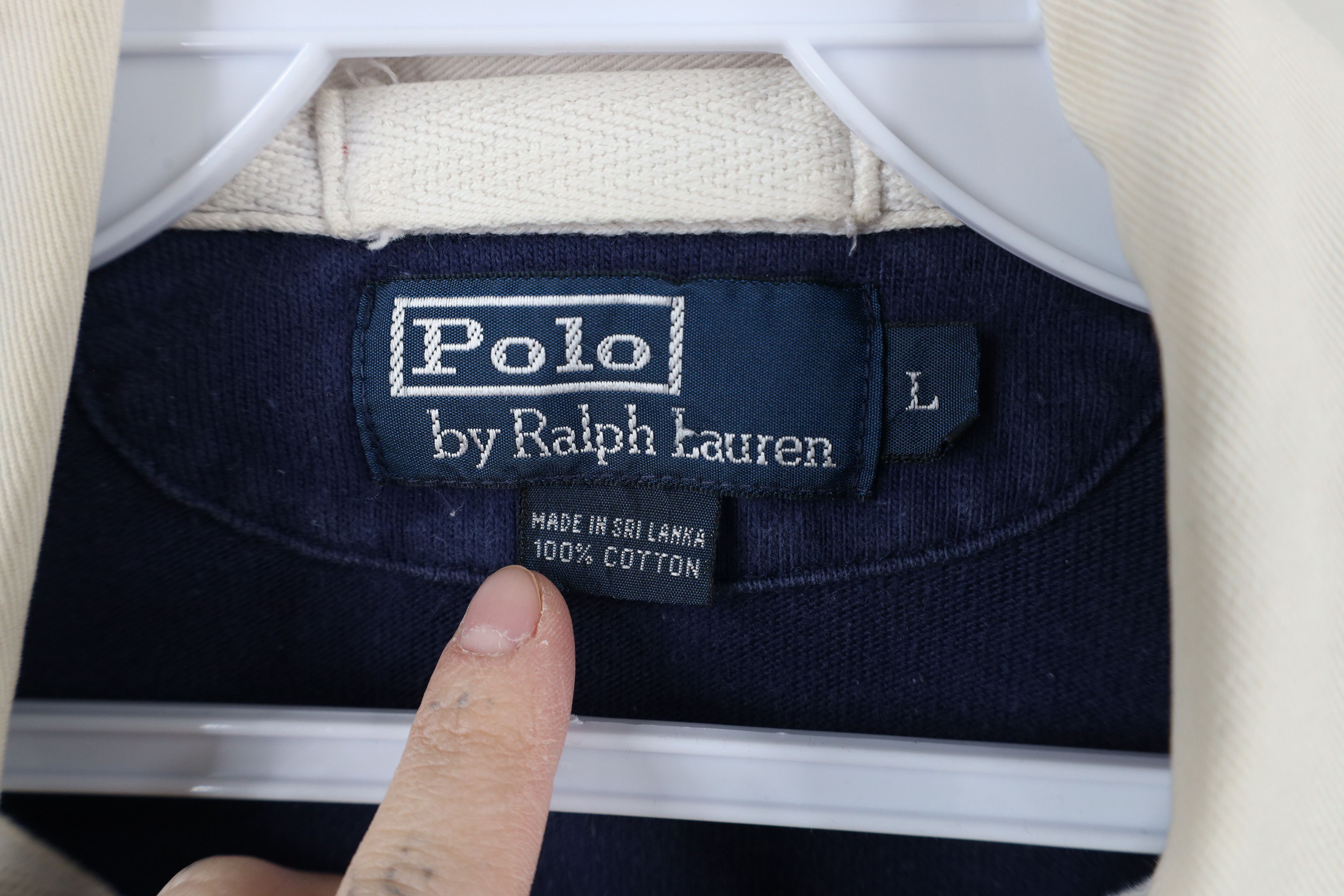 Ralph Lauren × Vintage Vintage 90s Ralph Lauren Elbow Patch Long Sleeve Rugby Polo Size US L / EU 52-54 / 3 - 9 Thumbnail