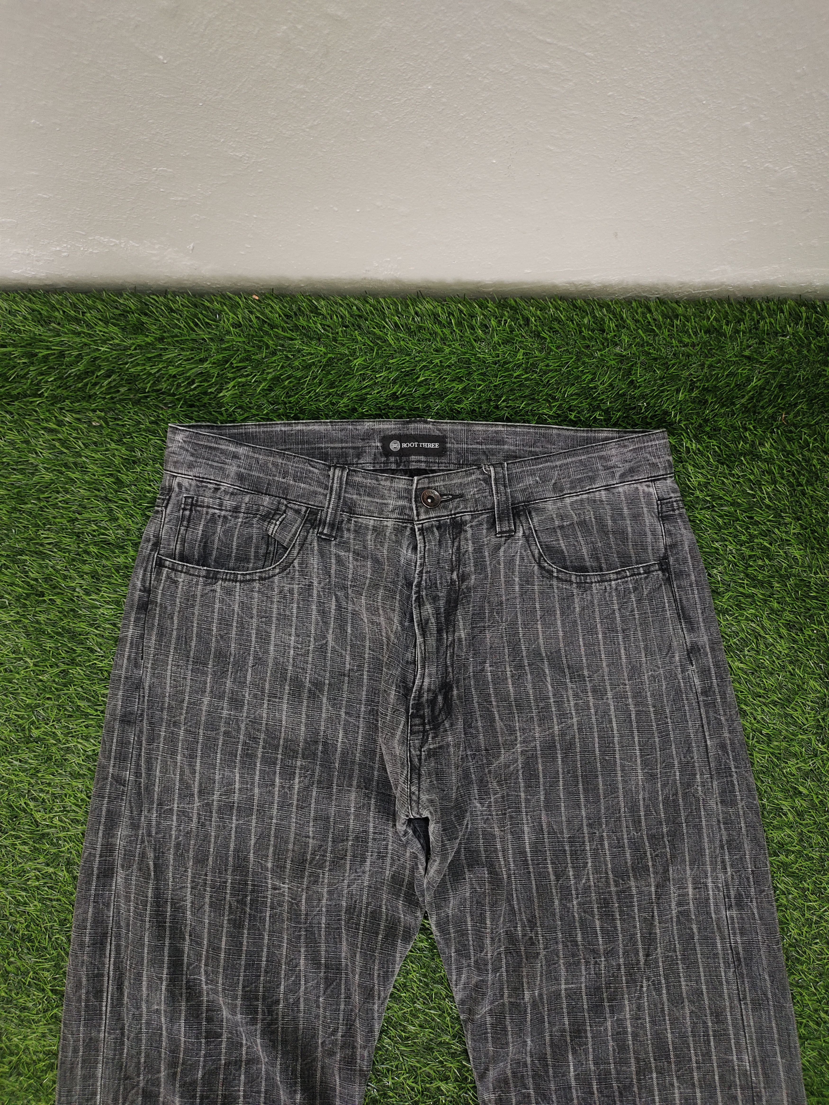 If Six Was Nine Vintage Root Three Japan Black Faded Striped Denim Pants Size US 32 / EU 48 - 3 Thumbnail