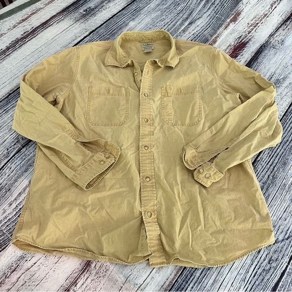 L.L. Bean Vintage L.L. Bean Butter Yellow Cotton Casual Button-Up Shir Size US XL / EU 56 / 4 - 4 Thumbnail