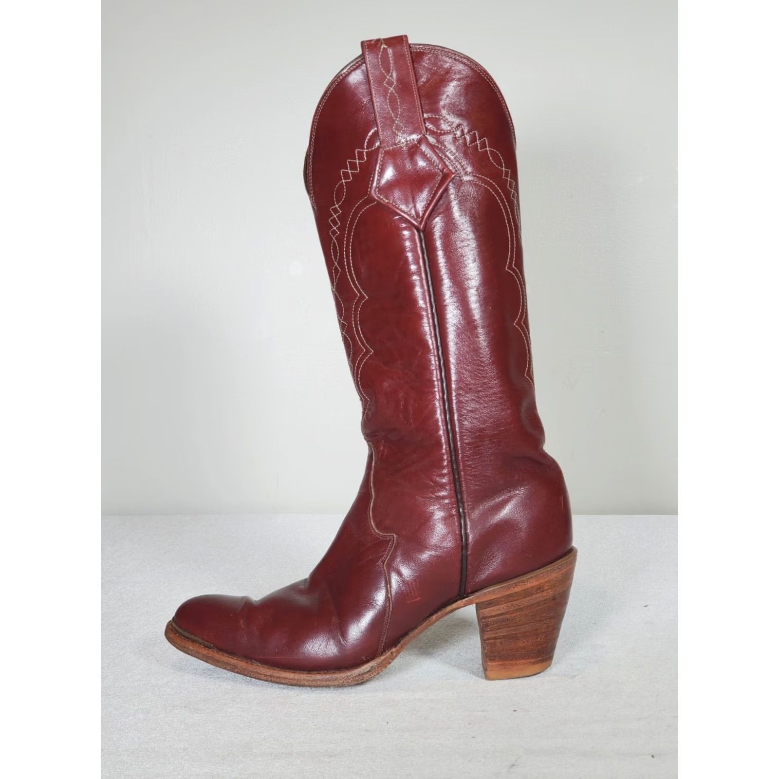 Tony Lama VTG Tony Lama Gold Label Western Boots Burgundy Red Wine Leather Women's US 5 B Boots Size US 5 / IT 35 - 5 Thumbnail