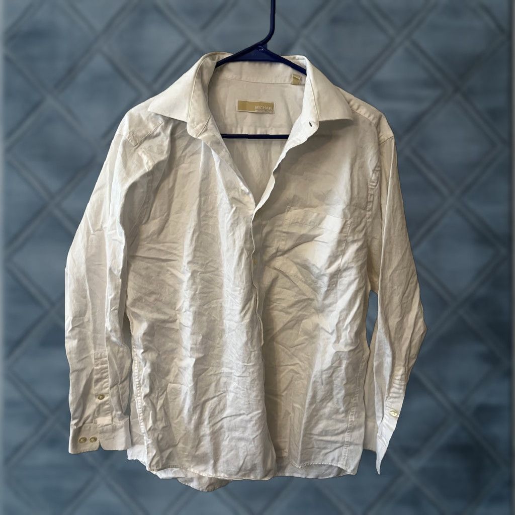 Michael Kors Michael Kors Men's Classic Fit White Long Sleeve Button-Up Shirt Size L Non-Iron Modern Size US L / EU 52-54 / 3 - 1 Thumbnail