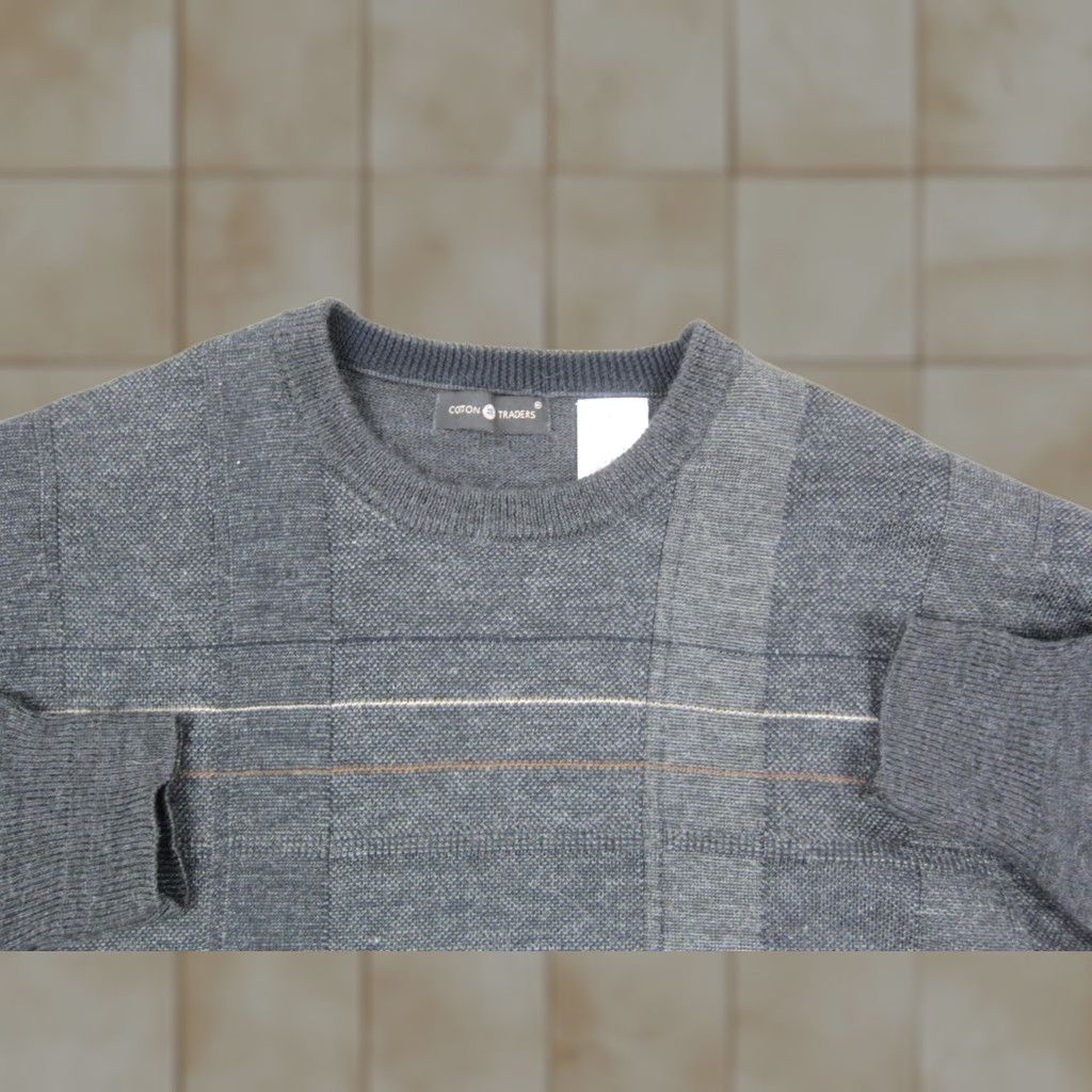 Cotton Traders VINTAGE Cotton Traders Sweater Mens XL Gray Plaid Wool Blend Crewneck 90s City Preppy All Seasons Mens Size US XL / EU 56 / 4 - 1 Thumbnail