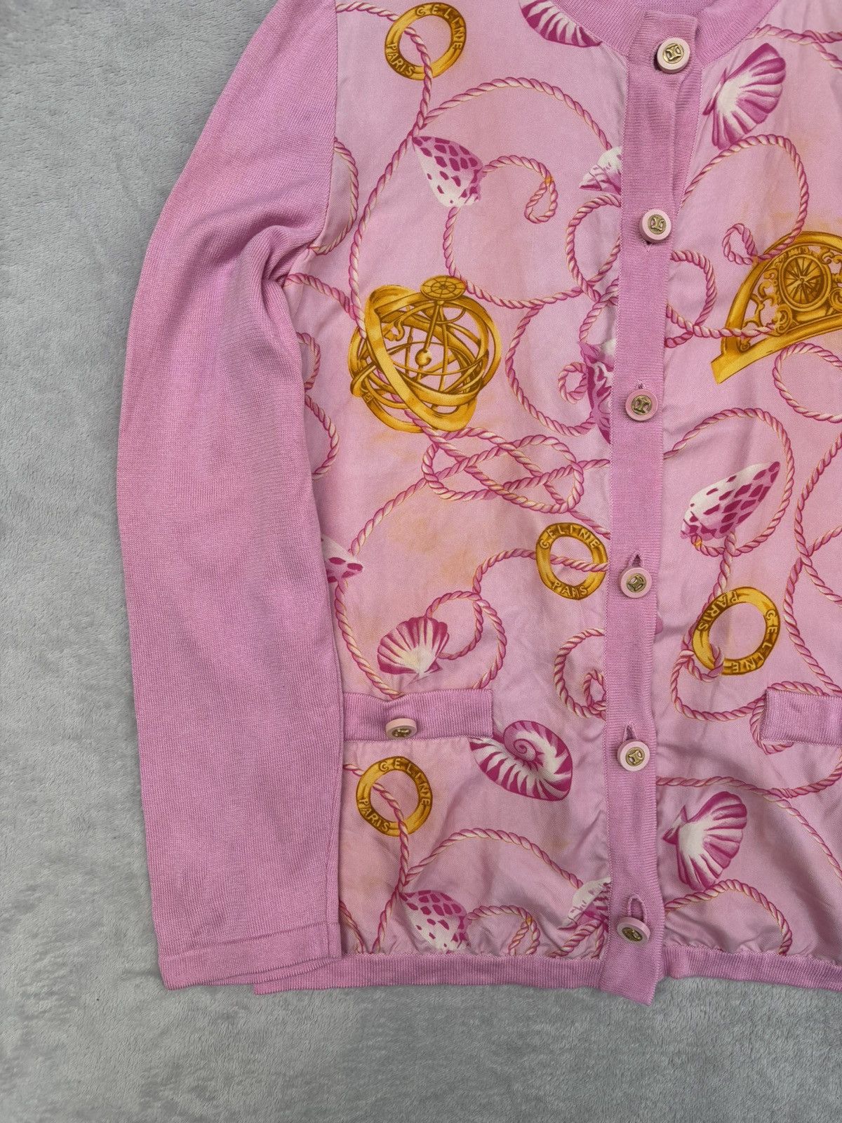 Celine 1990s Celine Nautilus and Rope Print Cardigan Size S / US 4 / IT 40 - 3 Thumbnail