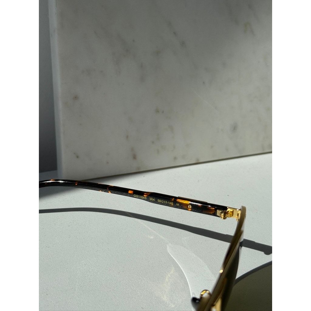 Gucci NEW Gucci GG1164S Squared Gold Aviator Unisex Sunglasses Size ONE SIZE - 8 Thumbnail