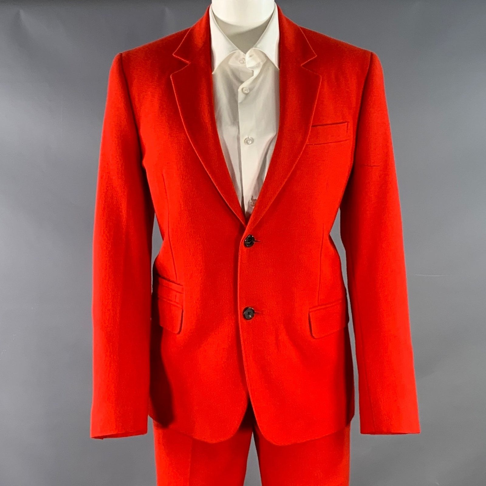 Givenchy GIVENCHY FW12 Size S Red Twill Wool Cotton Notch Lapel Suit Size 38R - 1 Thumbnail