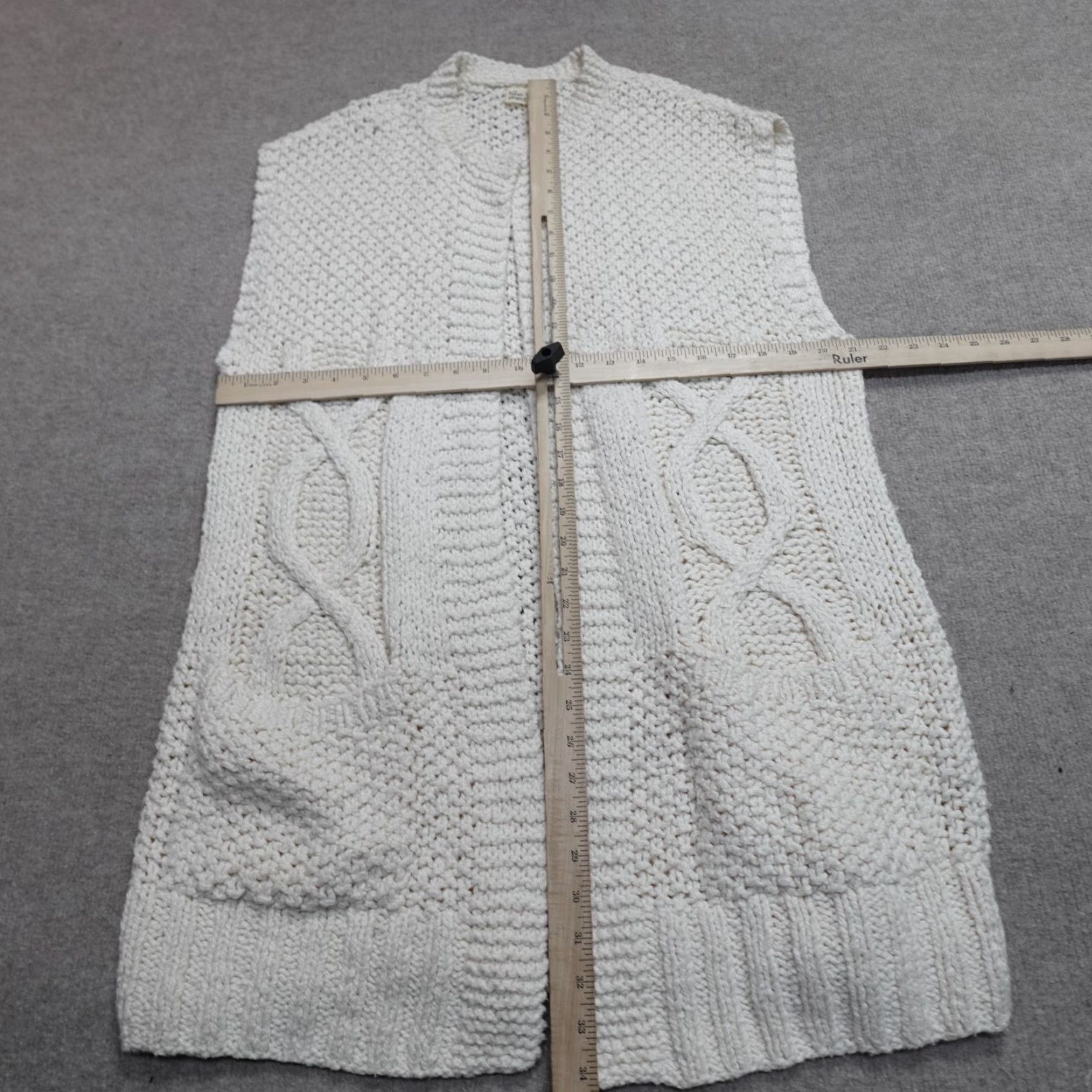 Eileen Fisher Eileen Fisher Sweater Cardigan Open Front Duster Beige M Womens Knit Cotton Blend Sleeveless Size M / US 6-8 / IT 42-44 - 3 Thumbnail