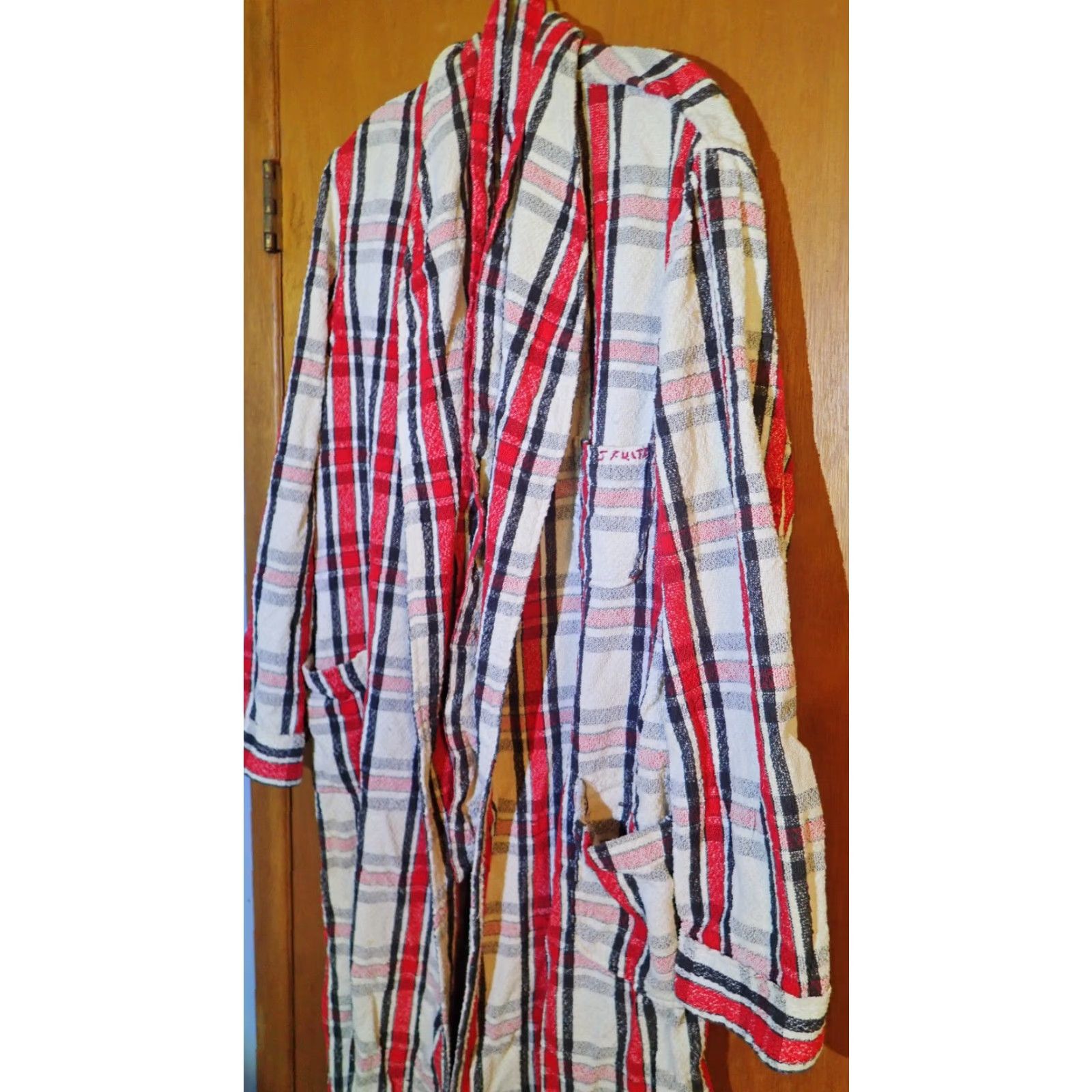 Vintage VINTAGE Pilgrim Sears Bath Robe Men’s Adult Large Plaid Belted Nubby Terry Cloth Fall Winter 50s 60s Size US L / EU 52-54 / 3 - 2 Thumbnail