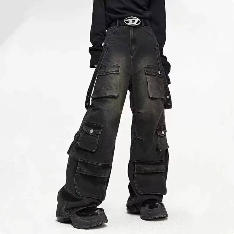 Designer × Japanese Brand × Jean Multiple Pockets Baggy Cargo Jeans Size US 31 - 1 Thumbnail