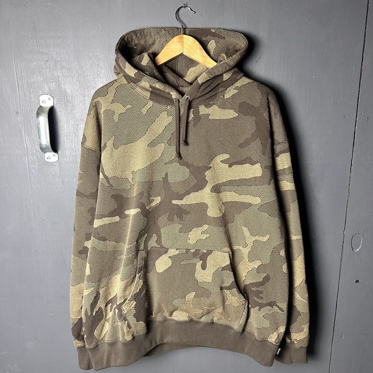 image of Supreme Jacquard Hooded Sweatshirt in Camo, Men's (Size XL)