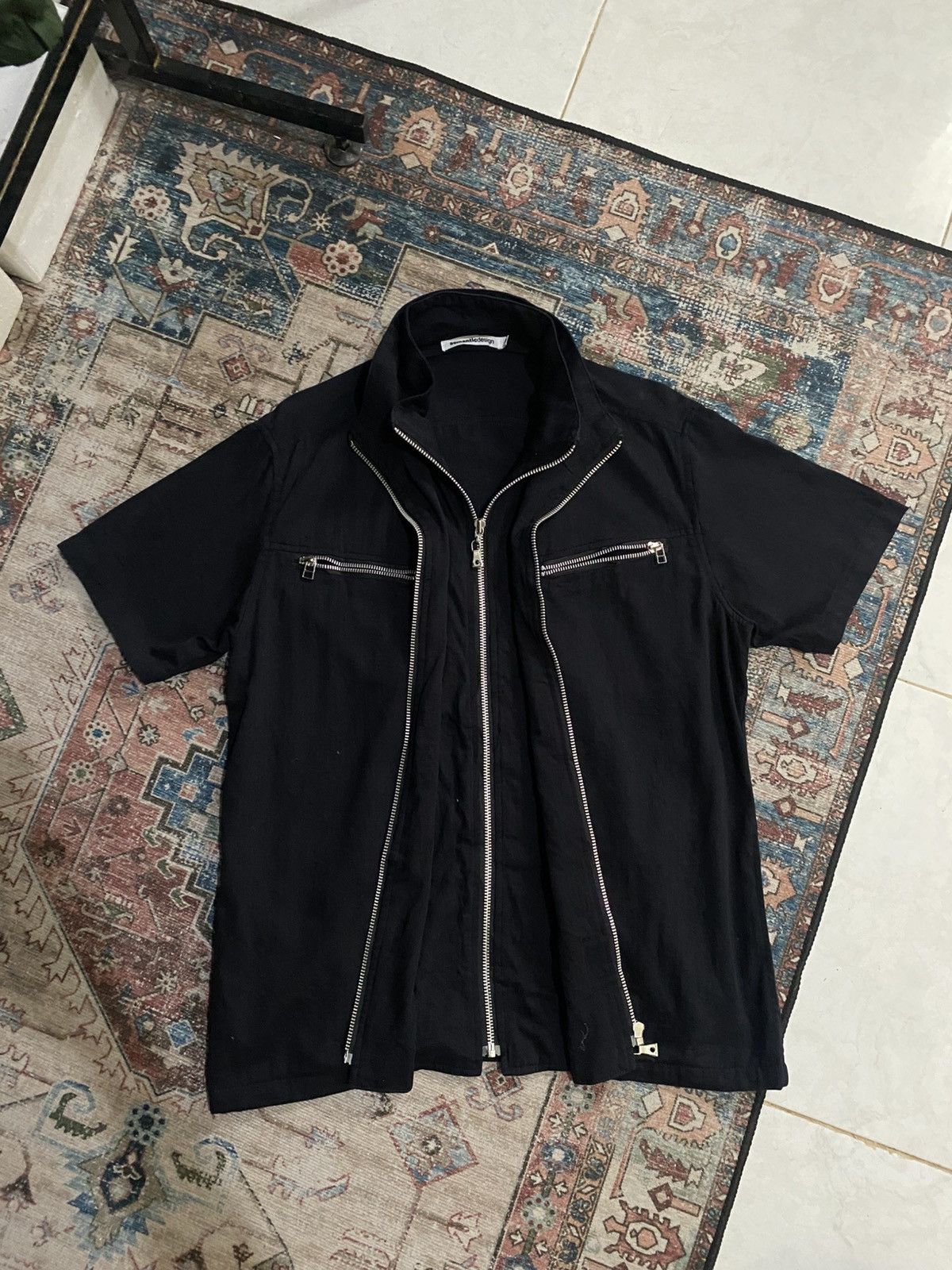 Semantic design Double Layer Zipper Shirt