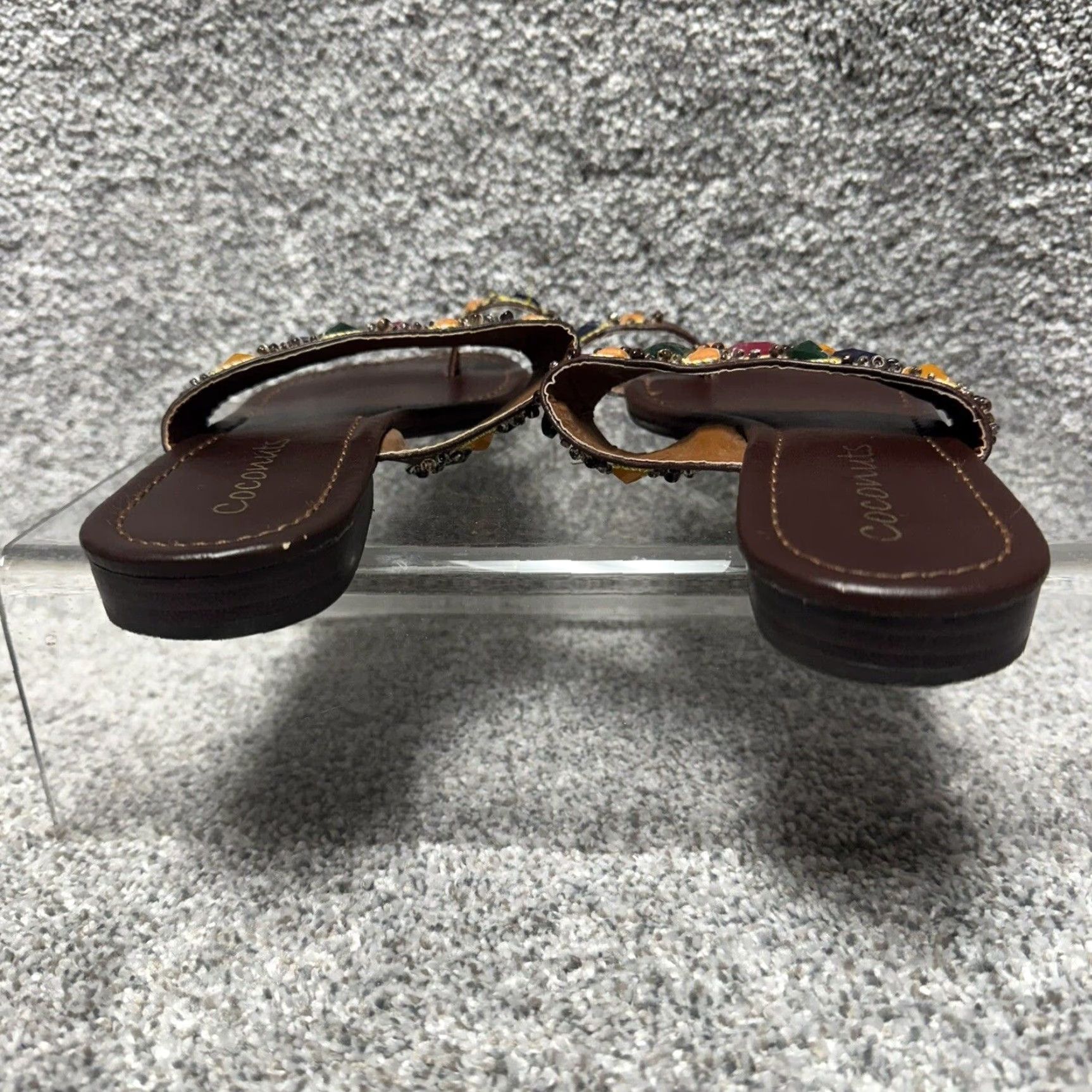 Vintage VINTAGE Coconuts Sandal Women's Slide 8 Brown Toe Ring Embellished Jeweled Bohemian Whimsigoth 90s Vacation Mens? Wait. No gender. End with Womens. Size US 8 / IT 38 - 6 Thumbnail