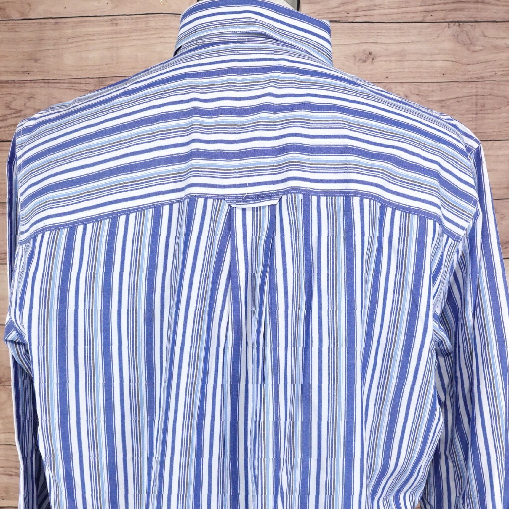 Chaps Vintage Chaps Men's Long Sleeve Button-Up Shirt Classic Fit Striped Cotton Casual Business Large Blue Size US L / EU 52-54 / 3 - 5 Thumbnail