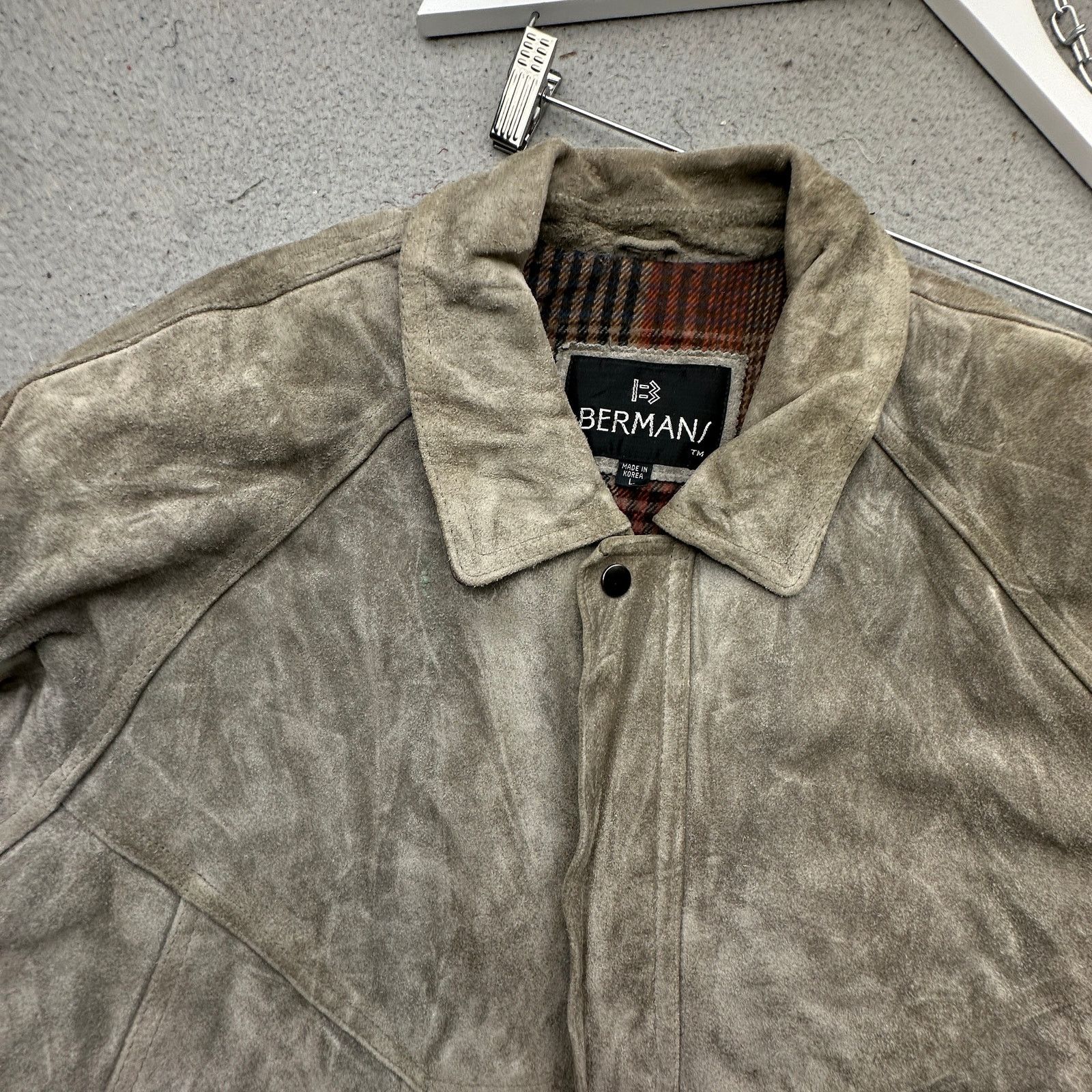 Other VTG Bermans Suede Leather Bomber Jacket Men Large Gray Lined Size US L / EU 52-54 / 3 - 9 Thumbnail