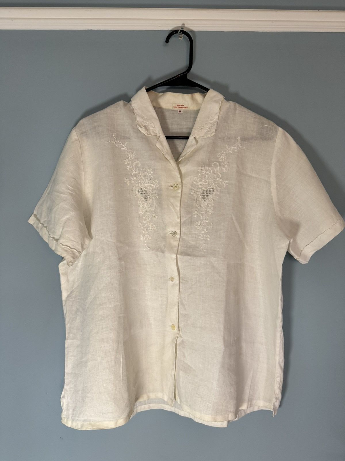 Vintage Vintage 80s Hand Embroidered Linen Shirt Size US M / EU 48-50 / 2 - 1 Thumbnail