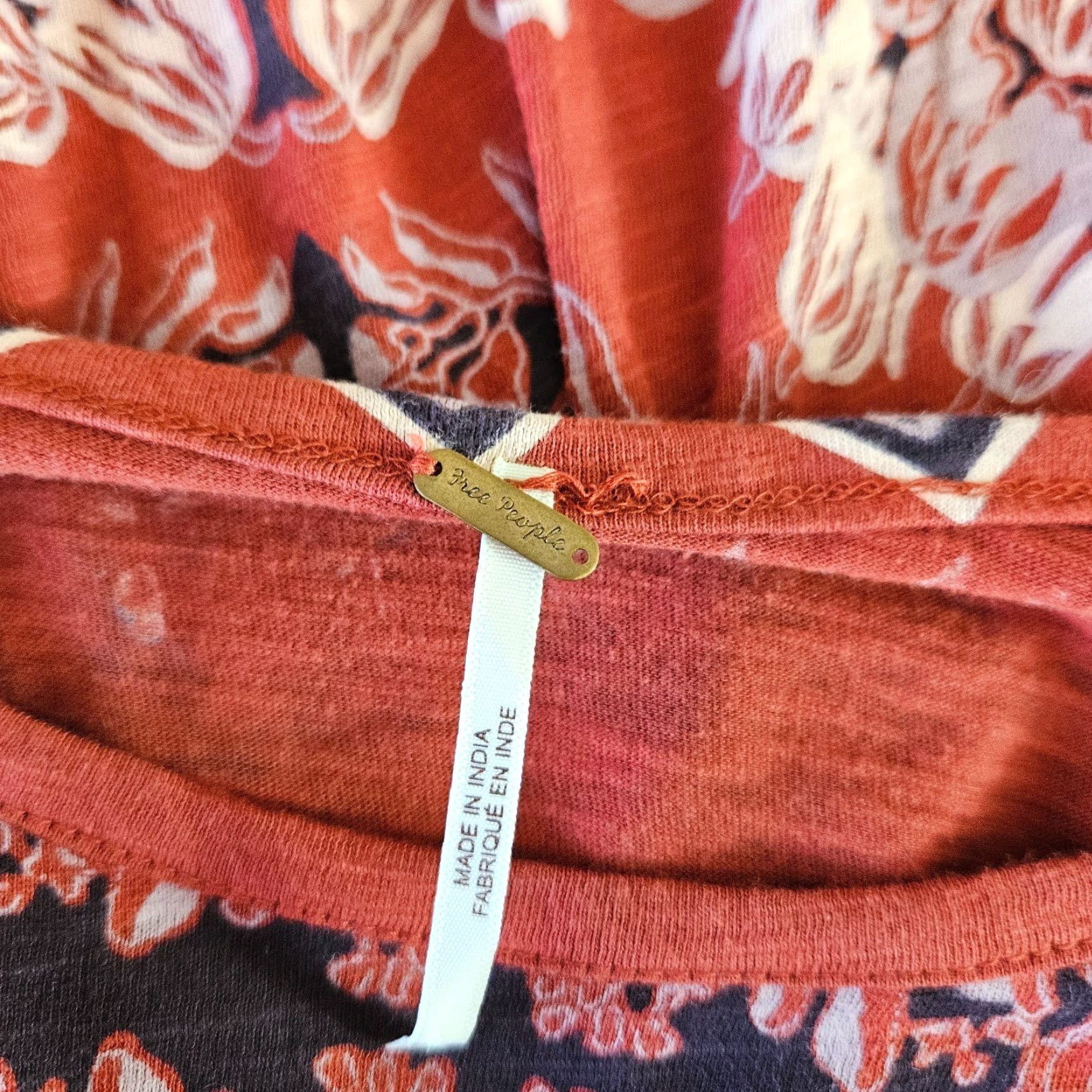 Free People Free People Womens T-Shirt Oversized Tee Size S Red Purple Floral Cotton Boho Shirt Womens Size S / US 4 / IT 40 - 5 Thumbnail