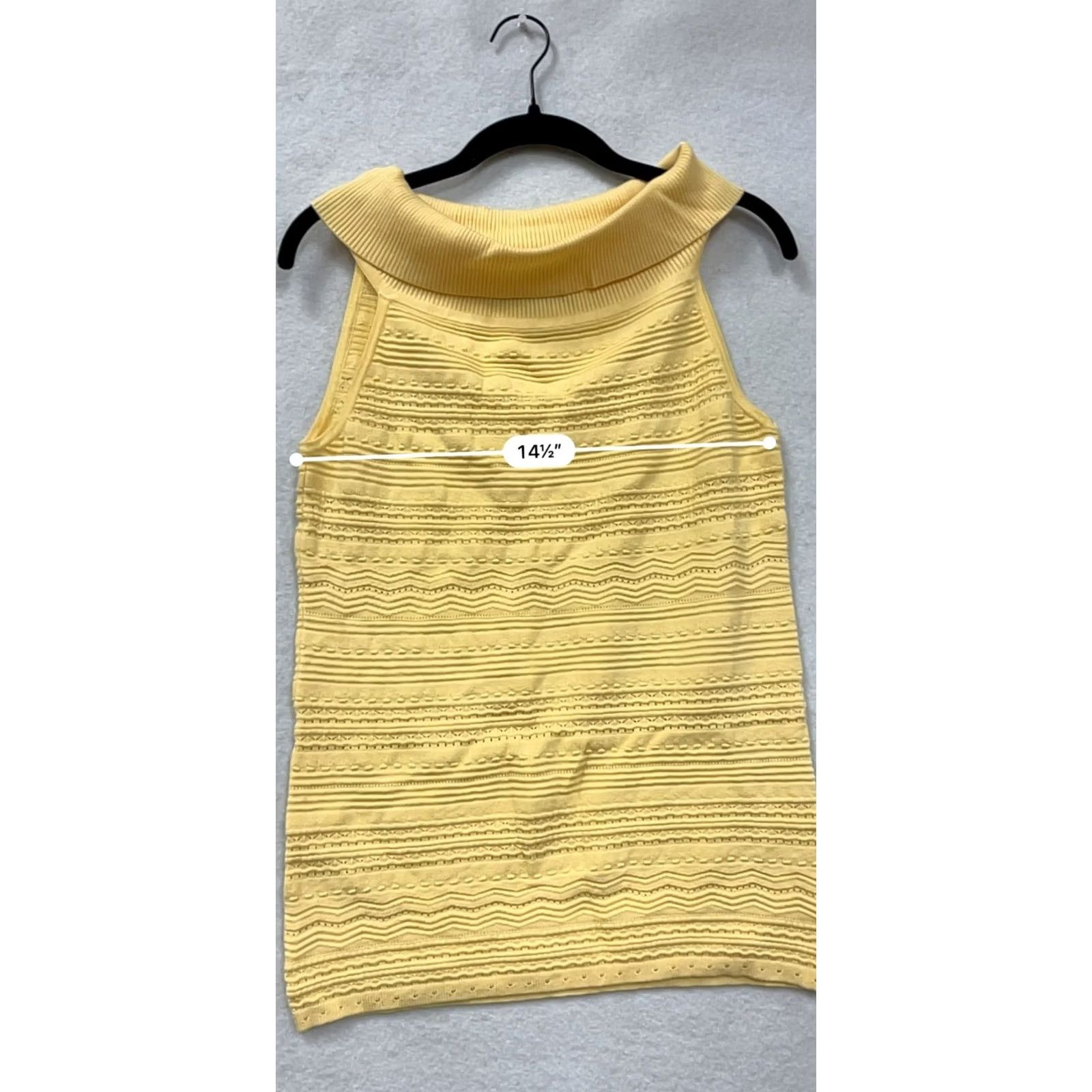 White House Black Market Yellow Sleeveless Textured Knit Cowl Neck Top Womens M Size M / US 6-8 / IT 42-44 - 7 Thumbnail