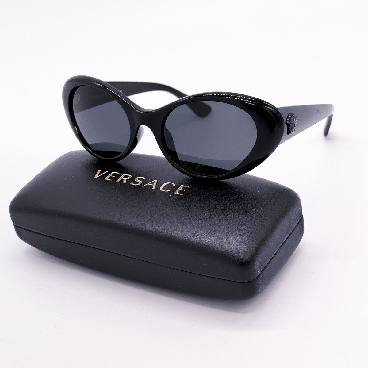 image of New Versace Ve4455U Gb1/87 Black Cat Eye Sunglasses Versace, Women's