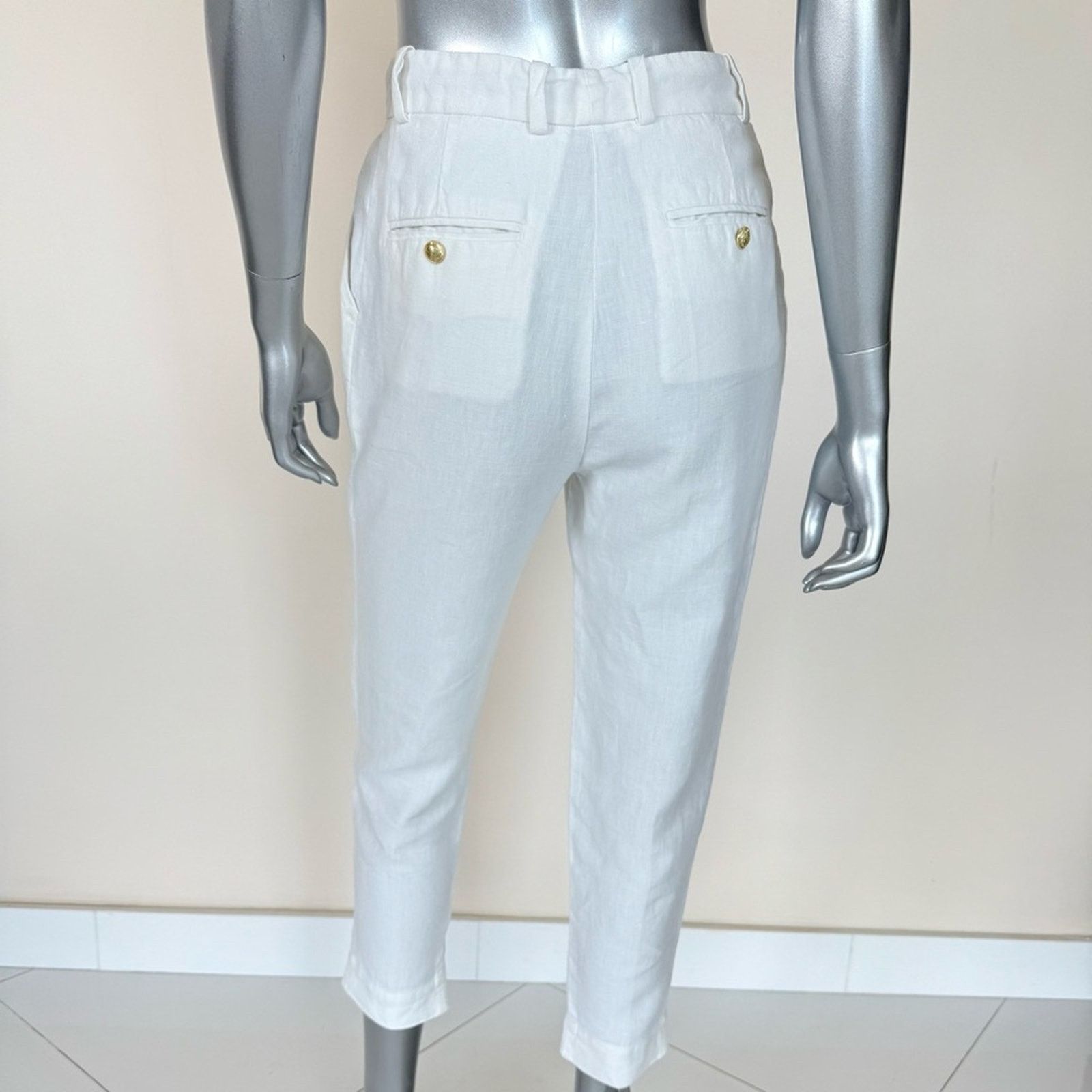 120% Lino 120 % Lino white women pants size 6 US Retail 350$ Size 28" / US 6 / IT 42 - 3 Thumbnail