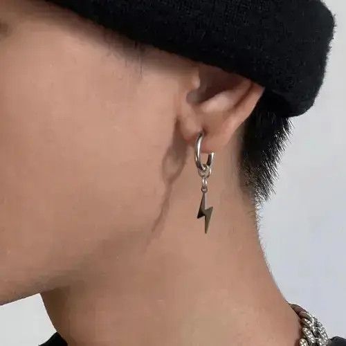 Other 925 Silver Plated Lightning Dangle Drop Earrings for Men Size ONE SIZE - 2 Thumbnail