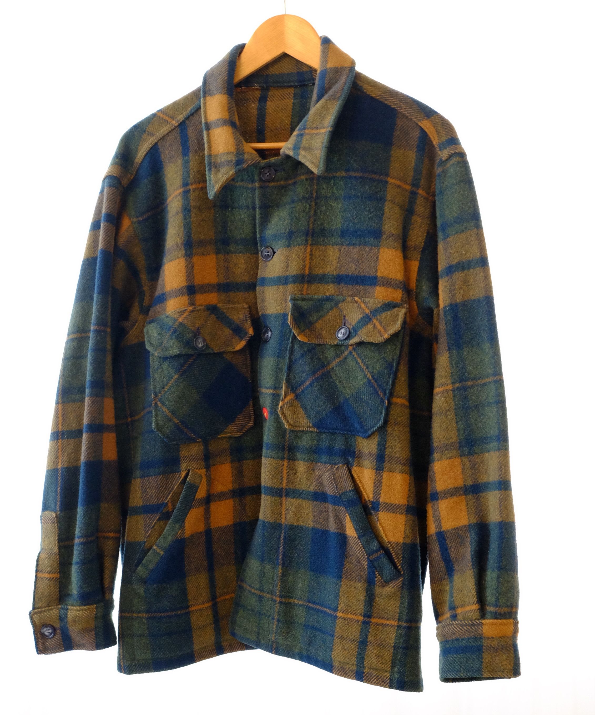 image of Vintage Wool Plaid Jacket in Green/Yellow, Men's (Size XL)