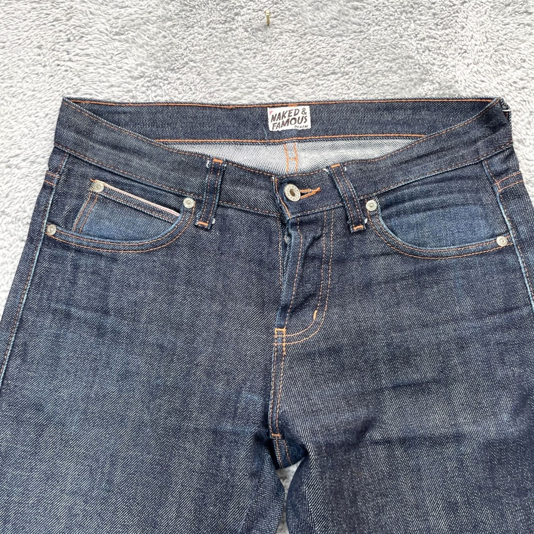 Vintage Naked & Famous Denim Jeans Mens 30x29 Blue Indigo Selvedge Skinny Denim Cotton Size US 30 / EU 46 - 4 Thumbnail
