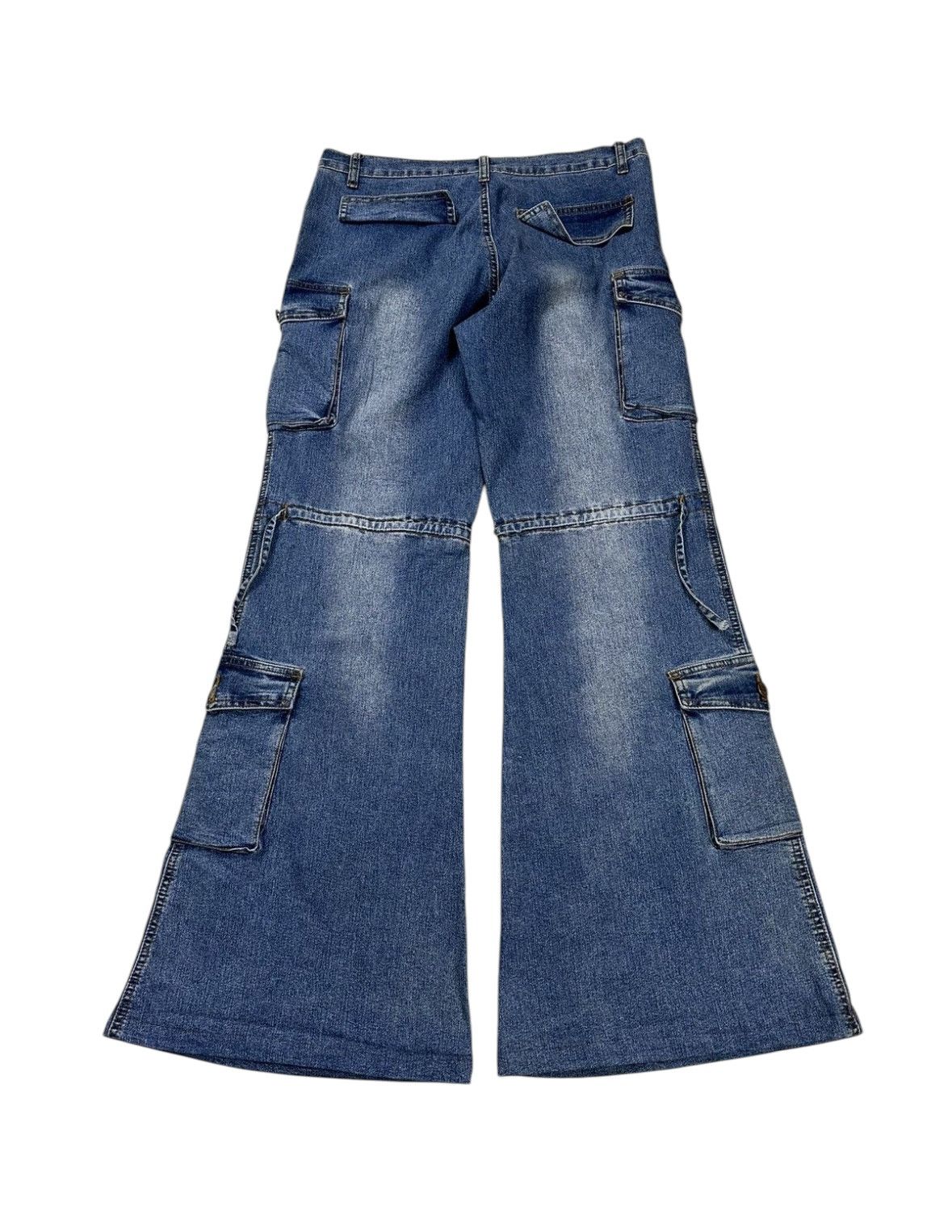 Japanese Brand × Vintage Vintage y2k Ultra Flare Cargo Denim Pants Jeans Bootcut Wide Size US 32 / EU 48 - 5 Thumbnail