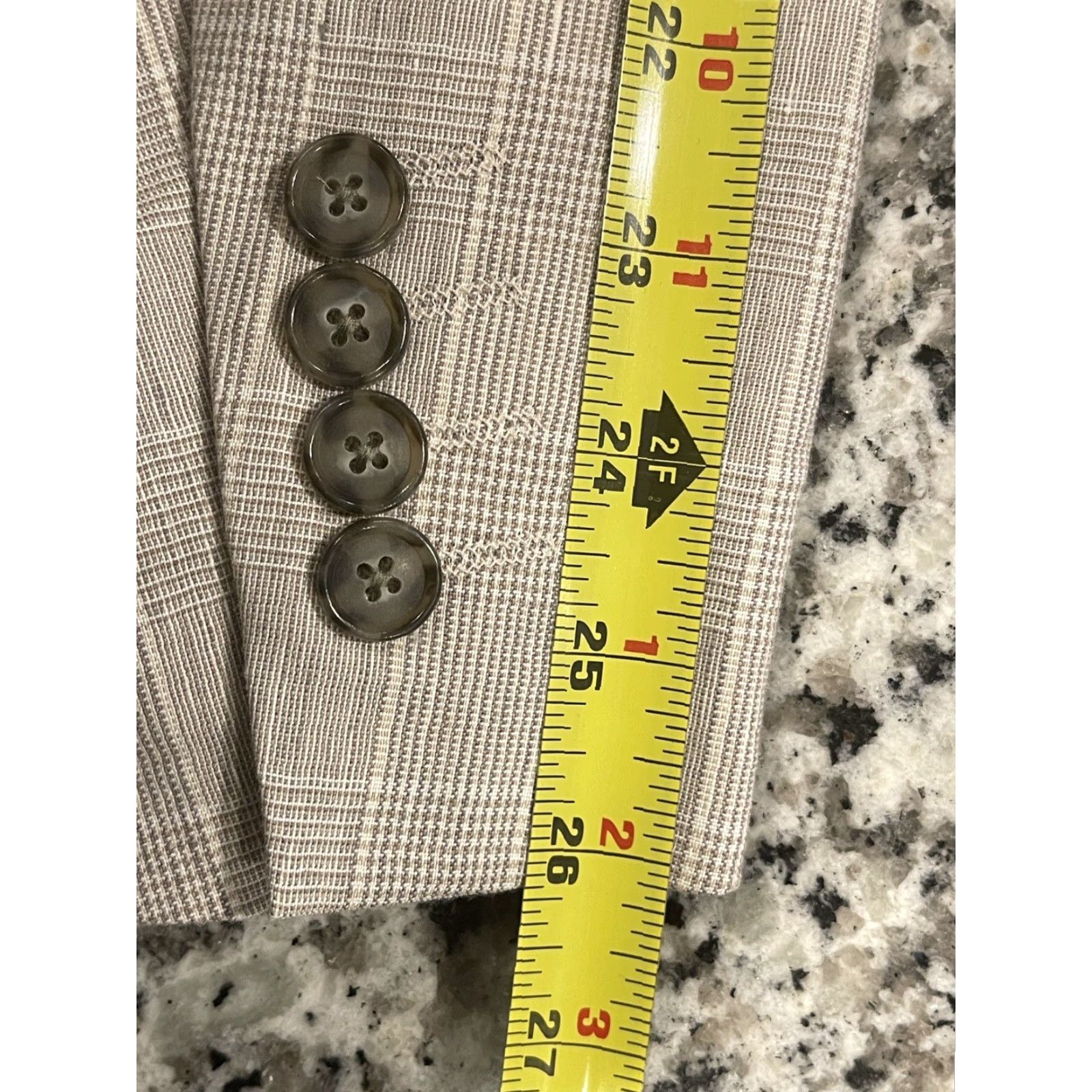 Stafford STAFFORD Linen Blend Slim Fit Blazer Brown Plaid Men Size 52R Size 52R - 5 Thumbnail