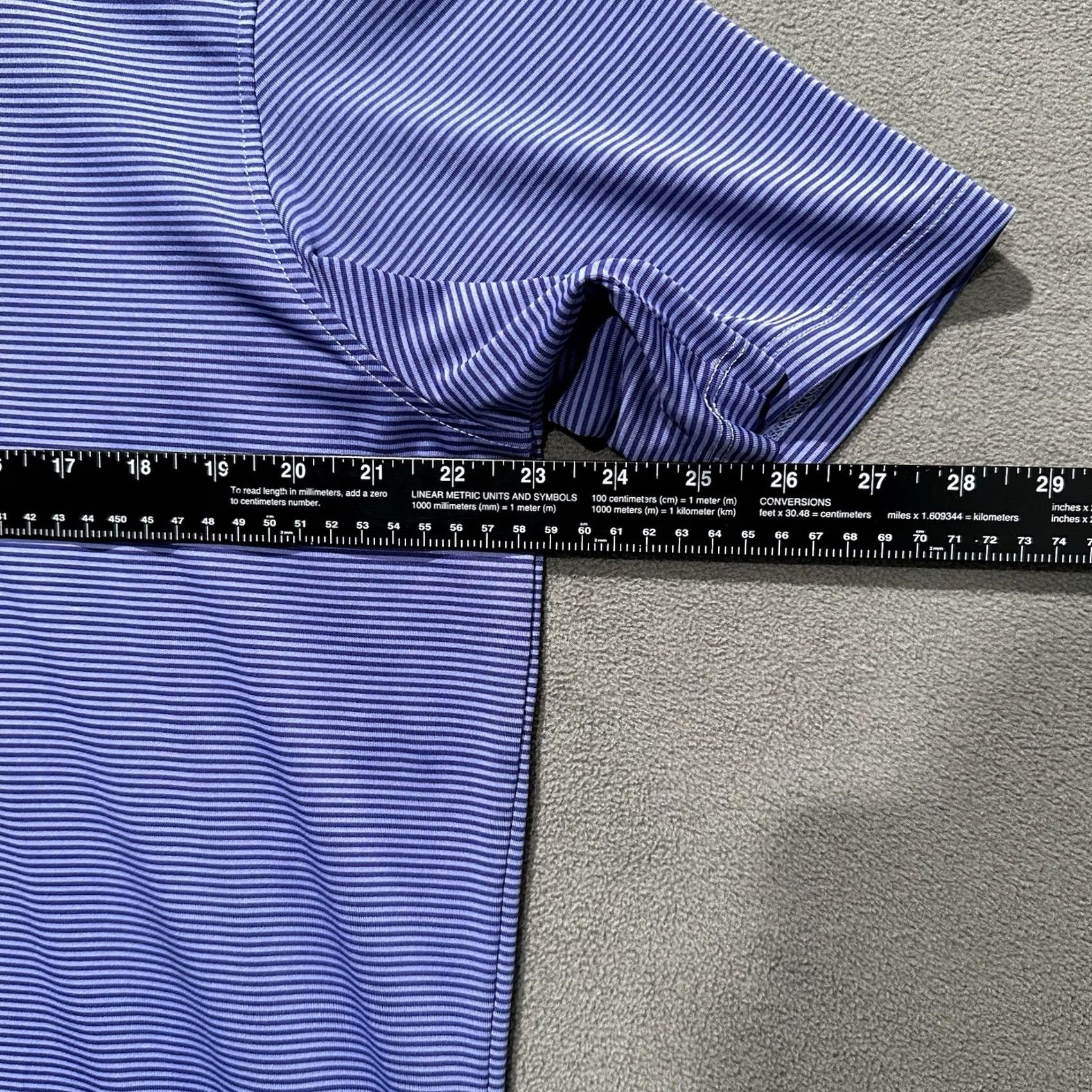 Vintage Greyson Shirt Mens Large Purple Striped Golf Polo Performance Wolf Logo Stretch Size US M / EU 48-50 / 2 - 6 Thumbnail