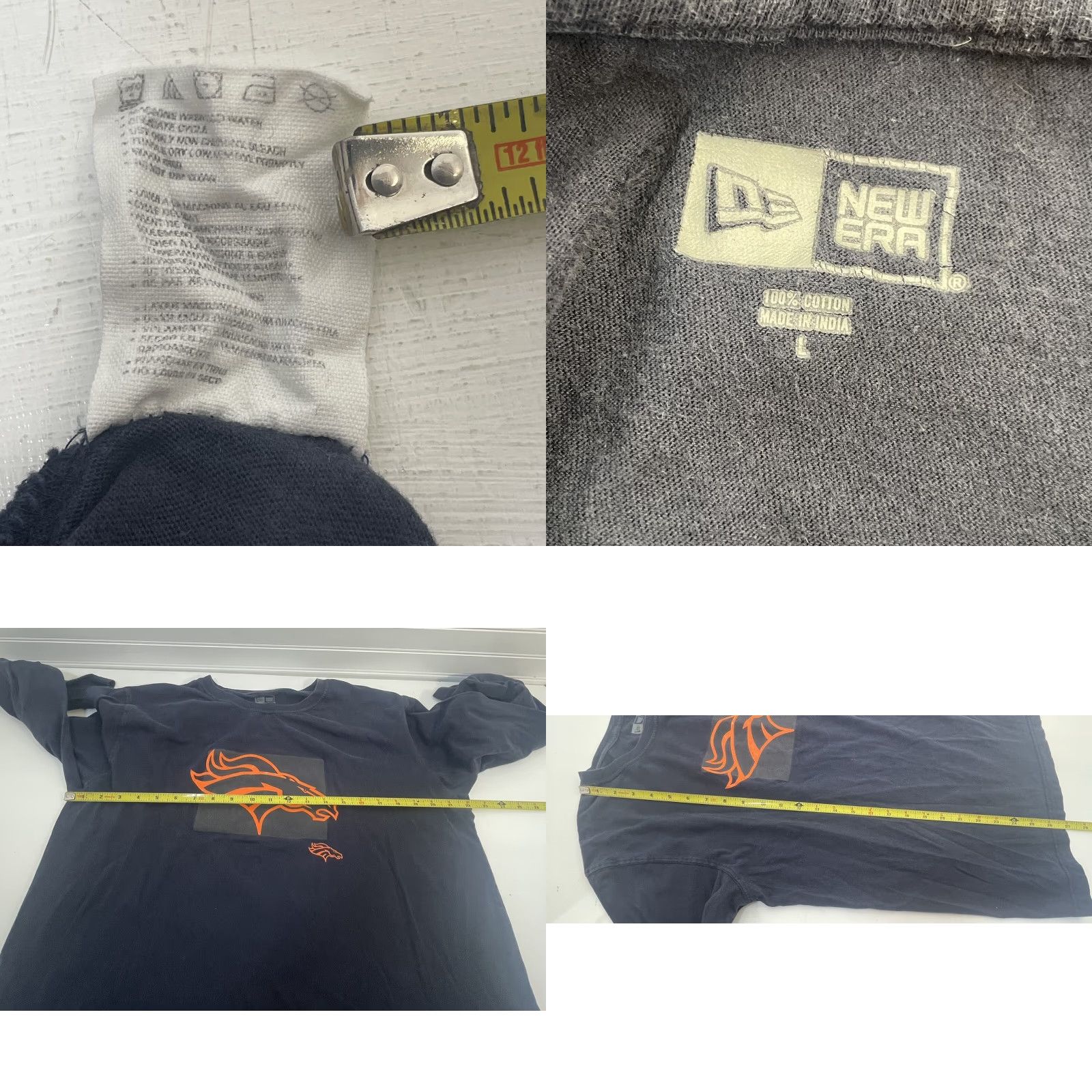 New Era VINTAGE? No. Denver Broncos New Era Long Sleeve Shirt Men Large Navy Blue Front Logo Graphic Size US L / EU 52-54 / 3 - 9 Thumbnail
