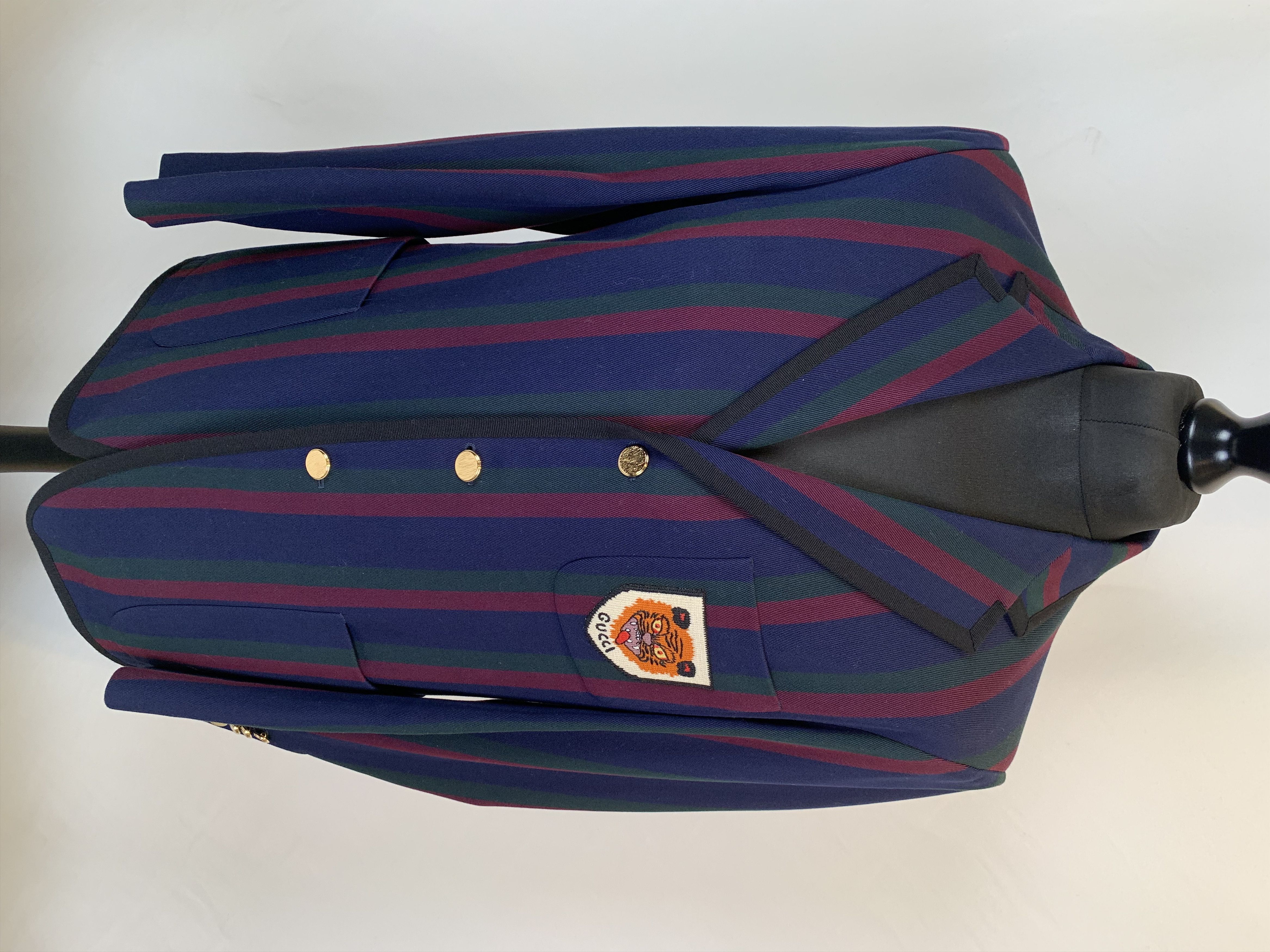 image of Gucci Stripped Tiger Embroidered Blazerr, Men's (Size 50R)
