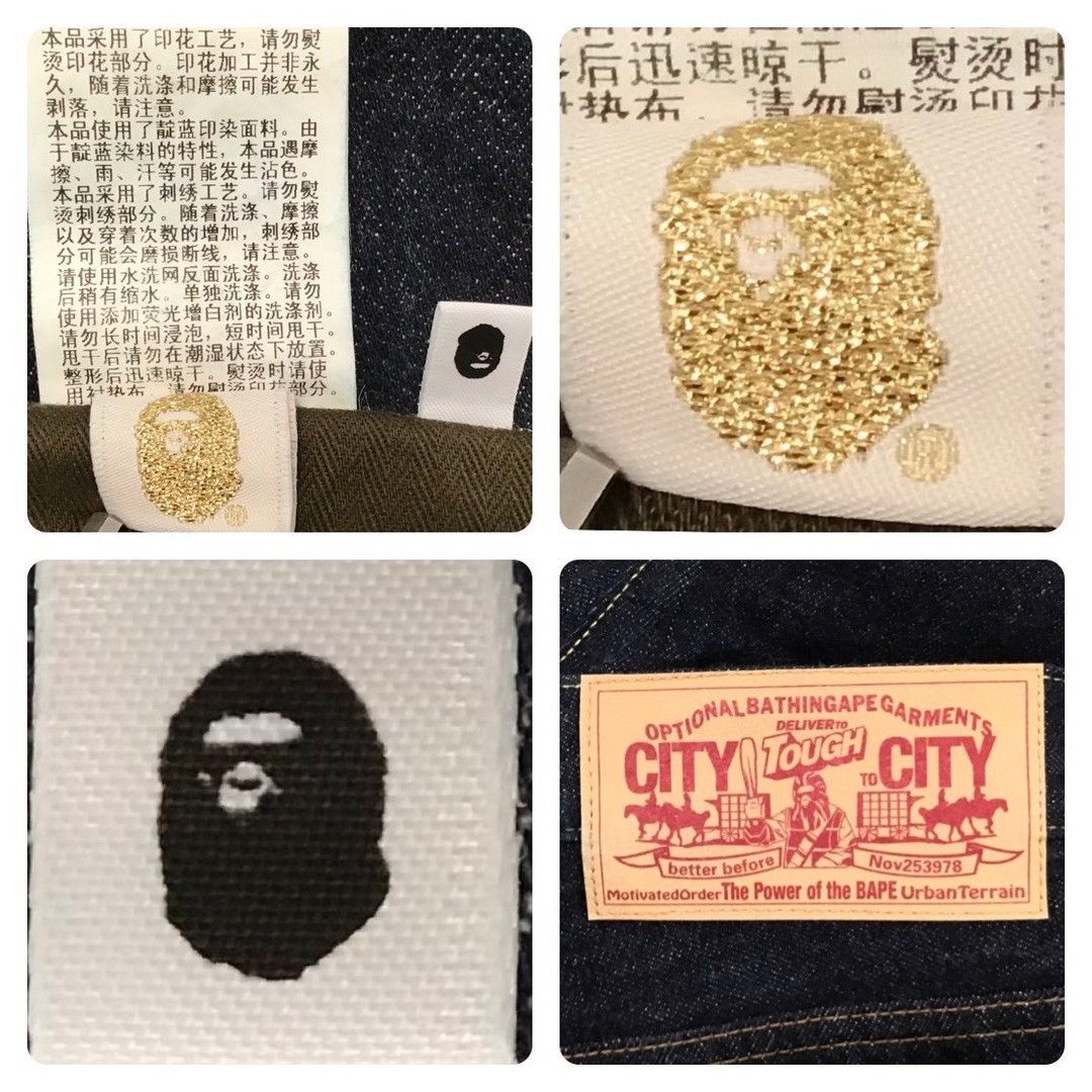 Bape BAPE HEAD logo embroidered denim pants a bathing ape ★size S Size US 30 / EU 46 - 10 Thumbnail