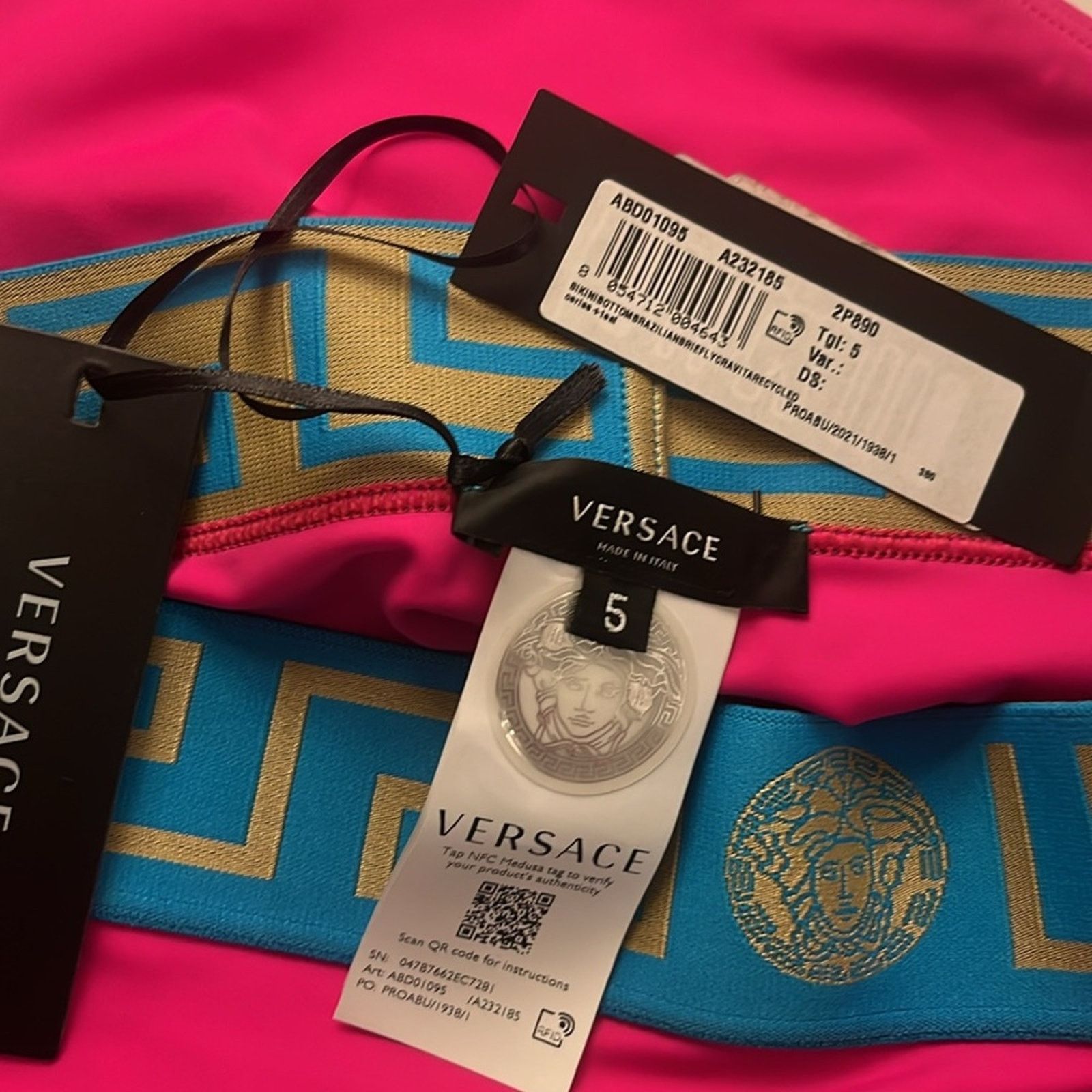 Versace Versace NWT SET bikini top & bottom! Pink & blue both XL 5 Size ONE SIZE - 7 Thumbnail