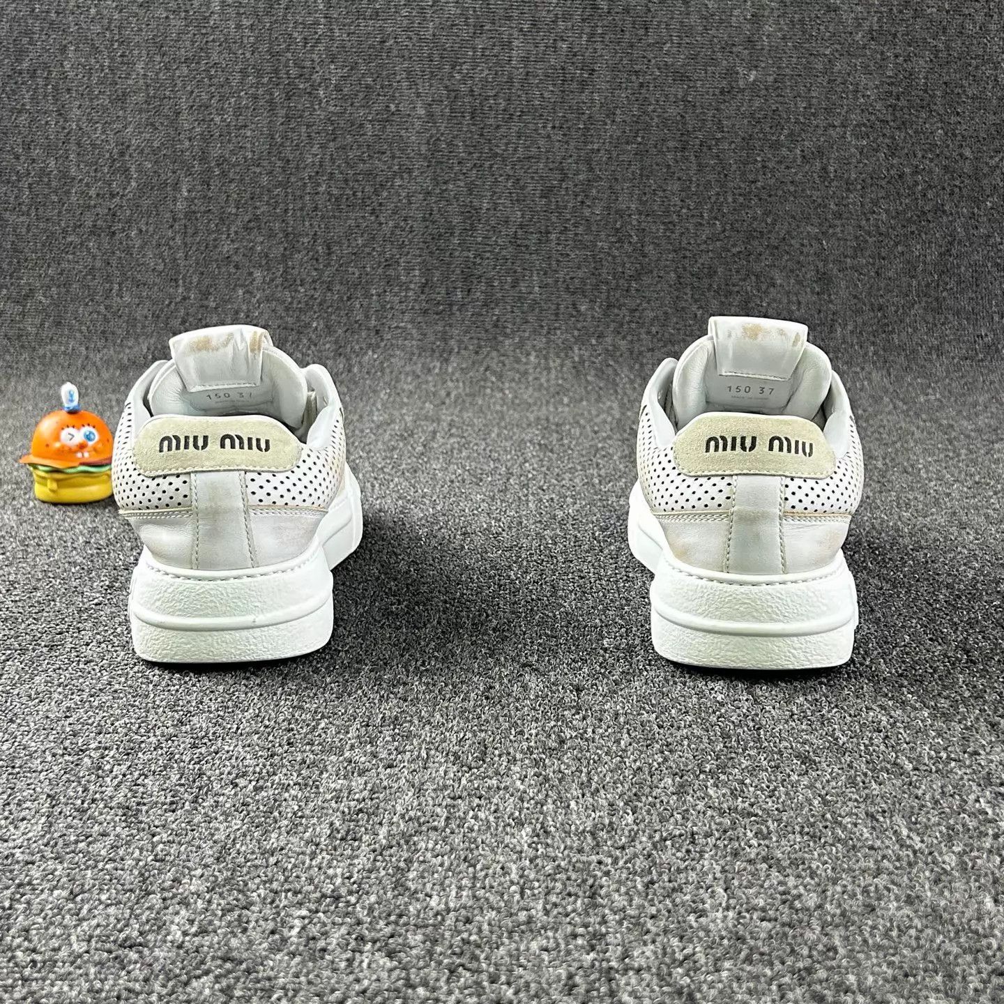Miu Miu MIU MIU White Distressed Sneakers Women's 37 Size US 6.5 / IT 36.5 - 5 Thumbnail