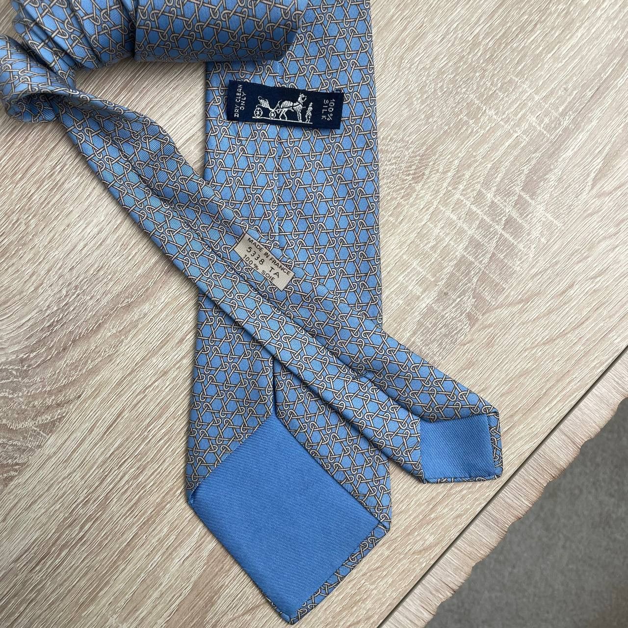 Hermes Hermes Paris Silk Tie 5338 TA Chains Blue Size ONE SIZE - 4 Thumbnail