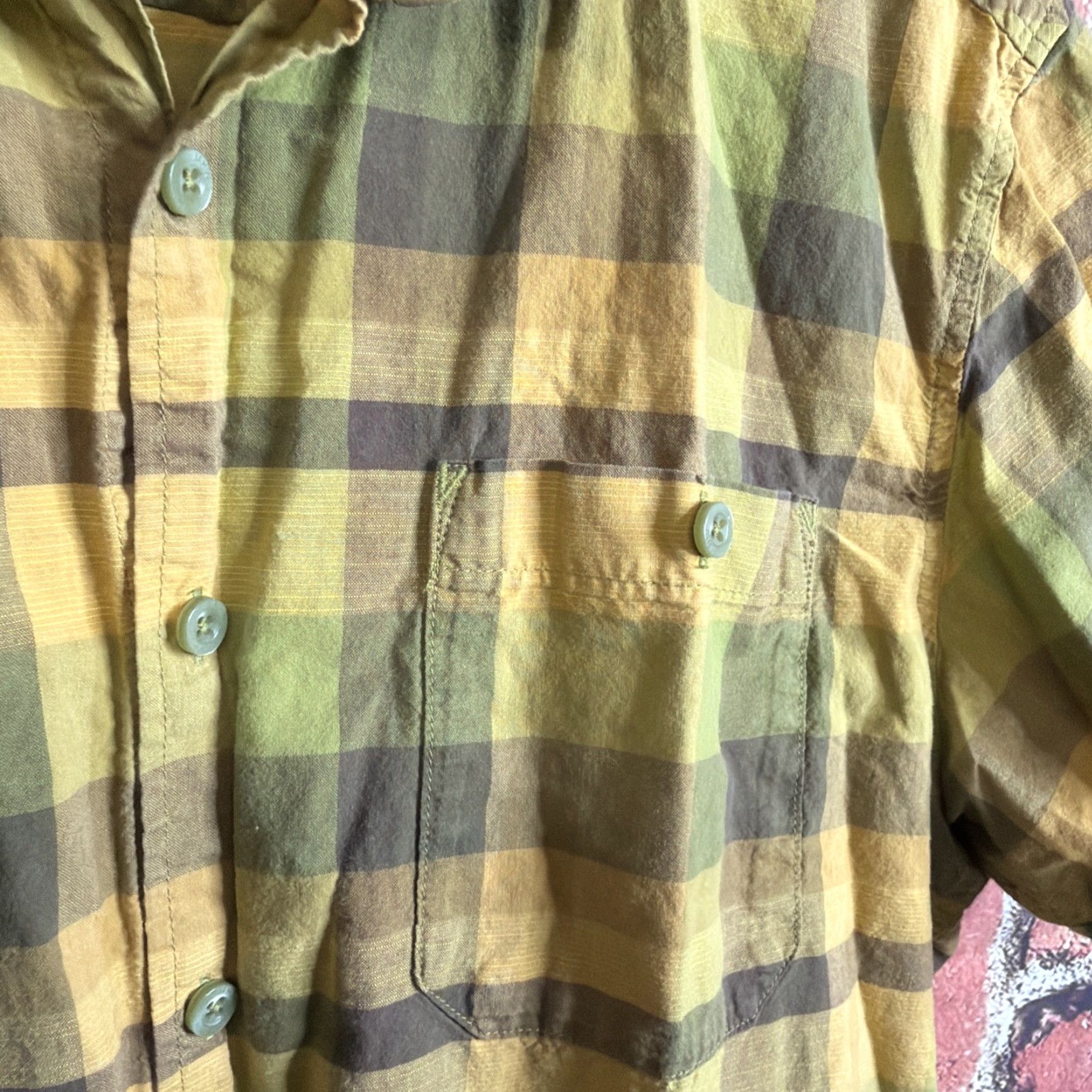 Mountain Hardwear Mountain Hardwear Shirt Mens L Yellow Short Sleeve Plaid Button Up Size US L / EU 52-54 / 3 - 3 Thumbnail