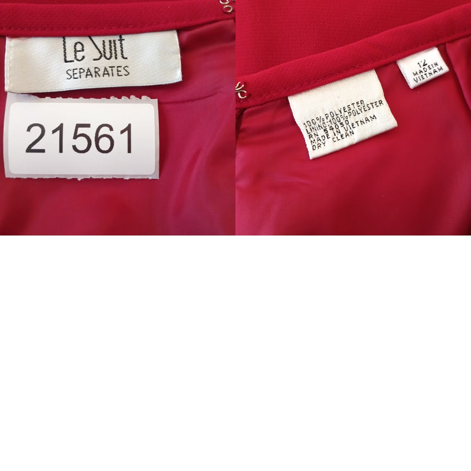 Vintage Le Suit Skirt Midi Pencil Red 12 Women Lined Slit Vintage No Size 34" / US 12 / IT 48 - 8 Thumbnail