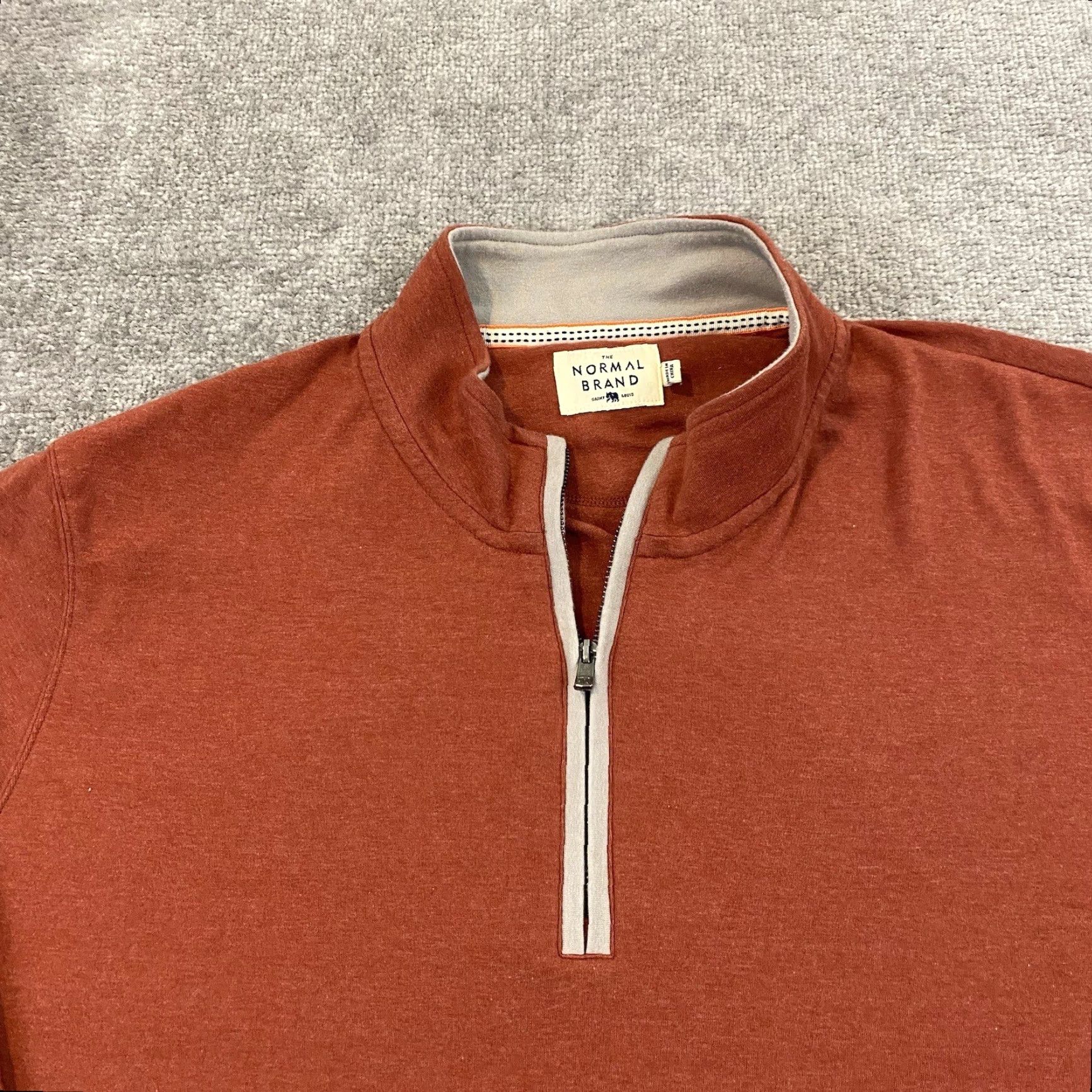 J Brand The Normal Brand Sweater Mens 3XL Orange 1/4 Quarter Zip Pullover Hike Casual Size US XXL / EU 58 / 5 - 2 Thumbnail
