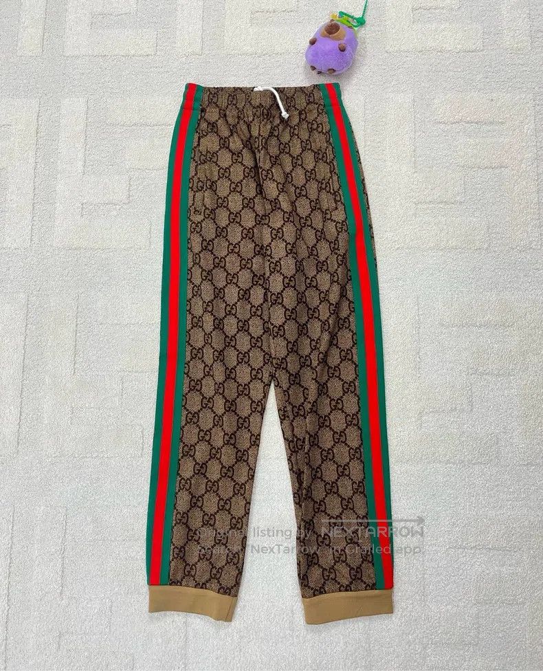 Gucci Gucci SizeXXS Brown side striped full-print casual trousers Size US 27 - 1 Thumbnail
