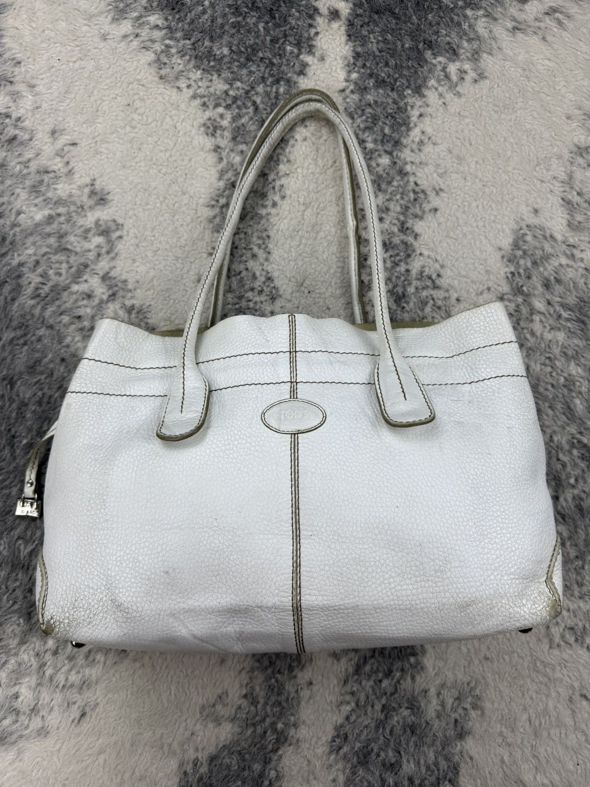 Tod's Authentic✅ 2005 D-Bag Tod’s White Leather Hand Bag Size ONE SIZE - 2 Thumbnail