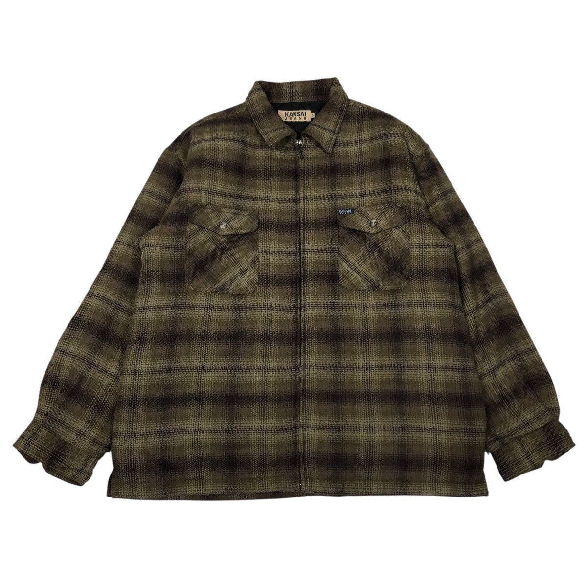 Japanese Brand 🔥VINTAGE WORK SHIRT CHORE JACKET KANSAI JEANS TARTAN DESIGN Size US XL / EU 56 / 4 - 1 Thumbnail