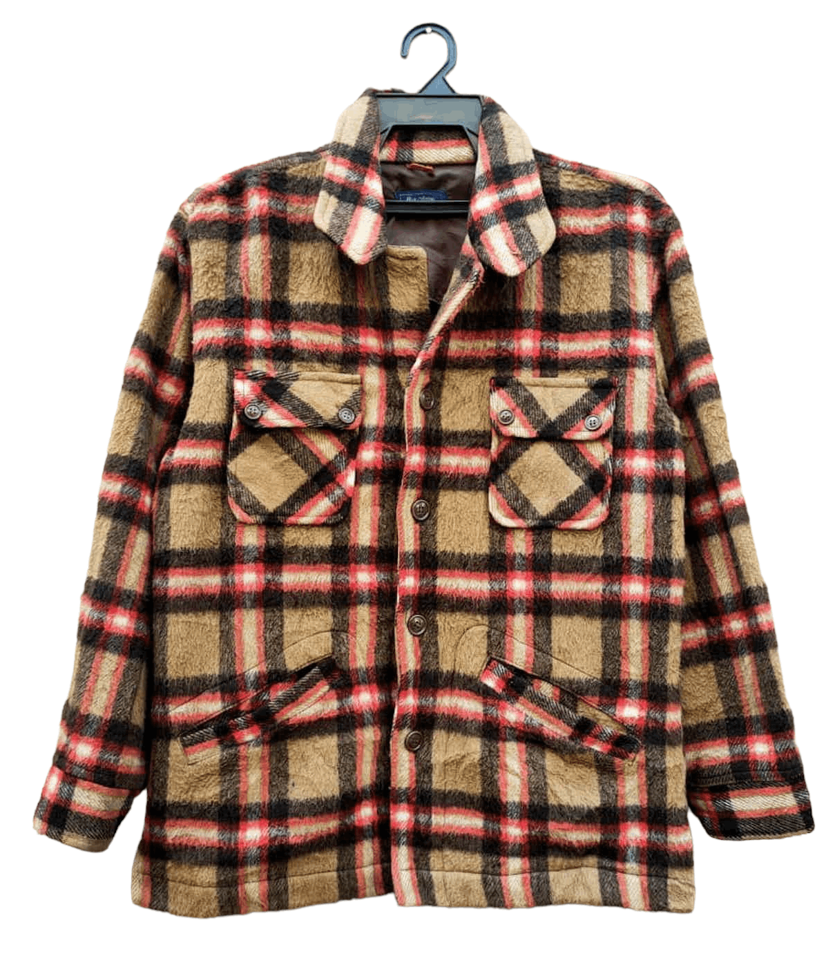 image of Cashmere Wool x Flannel Vintage Flannel Wool Jacket in Brown Check, Men's (Size Medium)