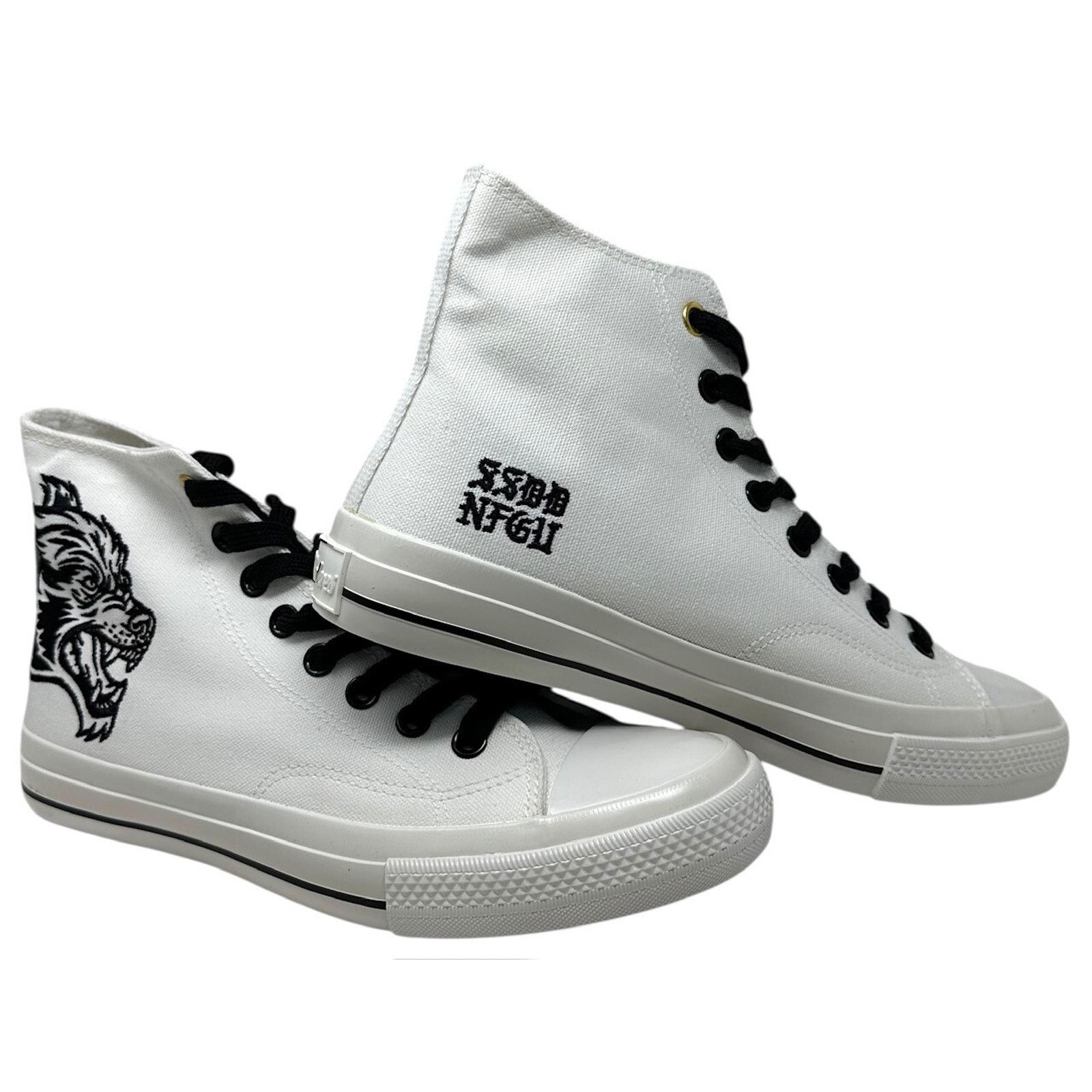Darc Sport Darc Sport High Top Shoes Embroidered Wolves in White/Black Size US 5 / EU 37 - 1 Thumbnail
