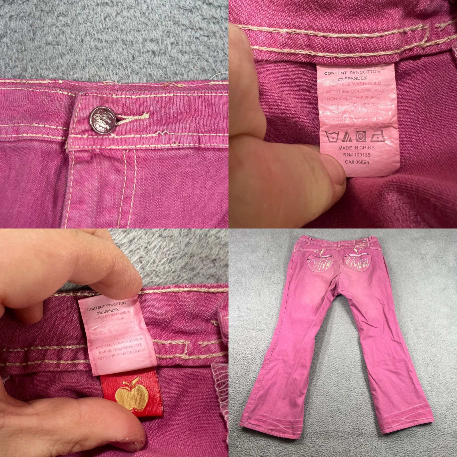 Vintage VTG Apple Bottoms Jeans Womens 39x33 Pink Ombré Distressed Y2K Flared Vintage Women Jeans Distressed Pink Ombré 39x33 Womens VTG Apple Bottoms Jeans Size 39" - 8 Thumbnail