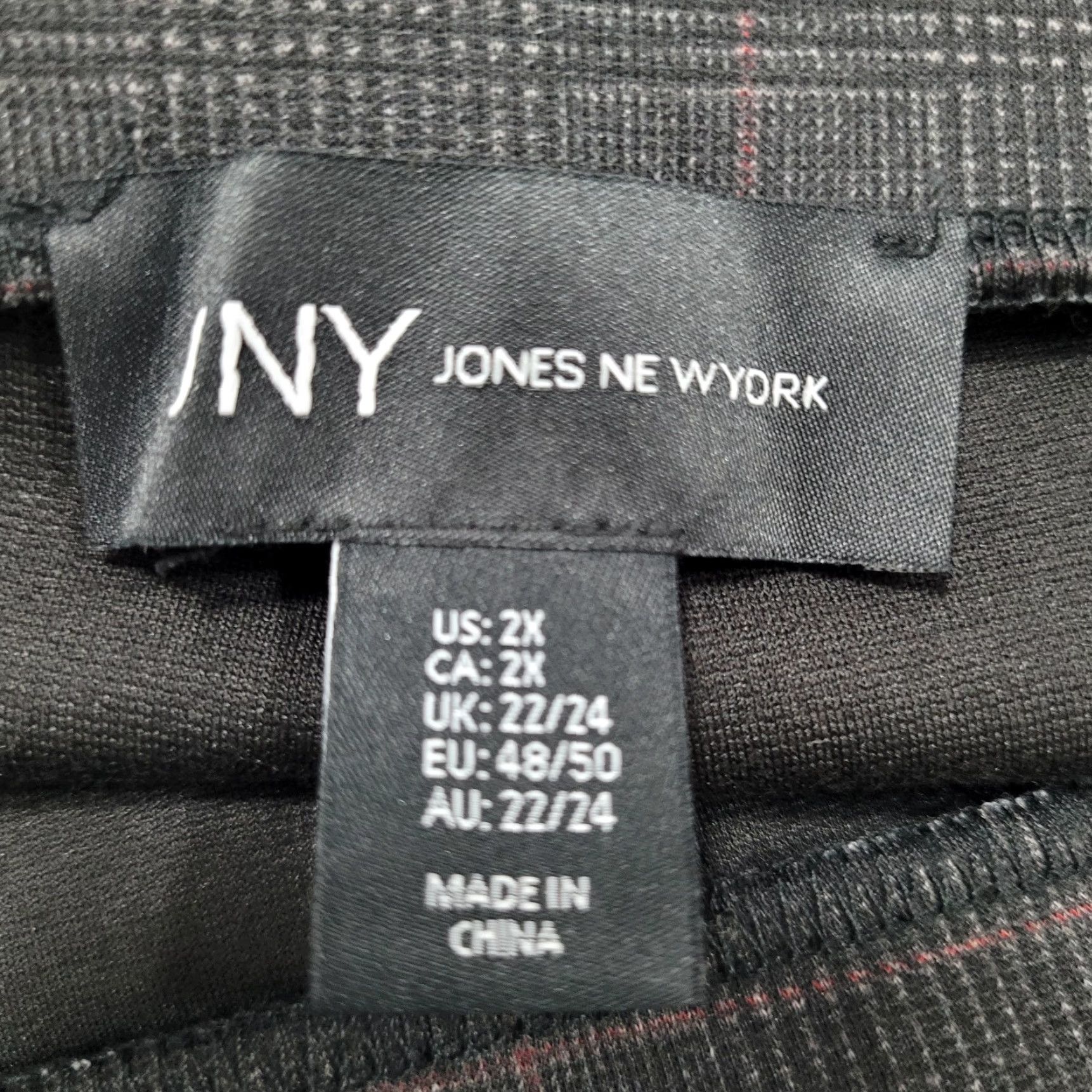 Jones New York Jones JNY Black Glen Check Pull On Wide Leg High Rise Pants 2X NWT (38x29.5) Size 40" / US 18 - 3 Thumbnail