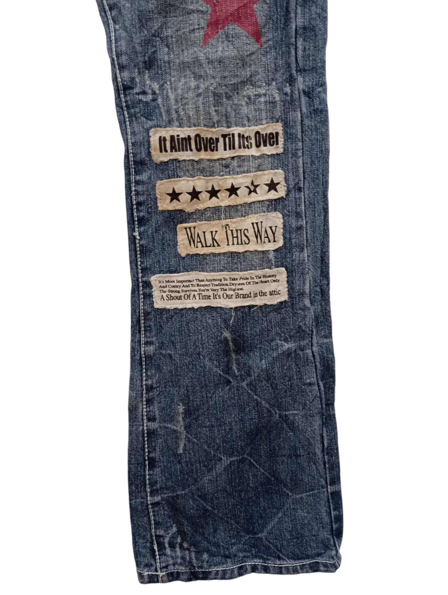 In The Attic × Vintage 🔥🔥In The Attic Patchwork Poem Statement Distressed Jeans Size US 31 - 10 Thumbnail