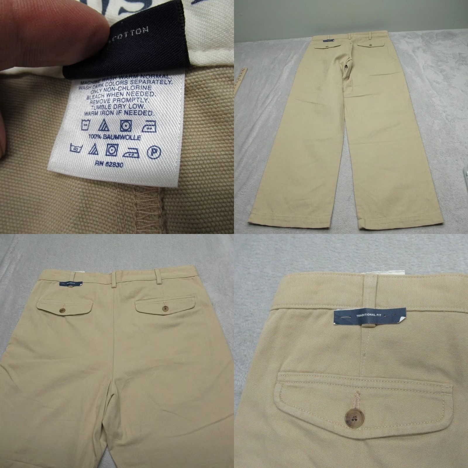 Lands' End Lands End Khaki Pants Mens Desert Chino 34x31 Regular Flat Front Straight Beige Button Zip Pockets Wrinkle Resistant Cotton Casual Business Workwear Size US 34 / EU 50 - 8 Thumbnail